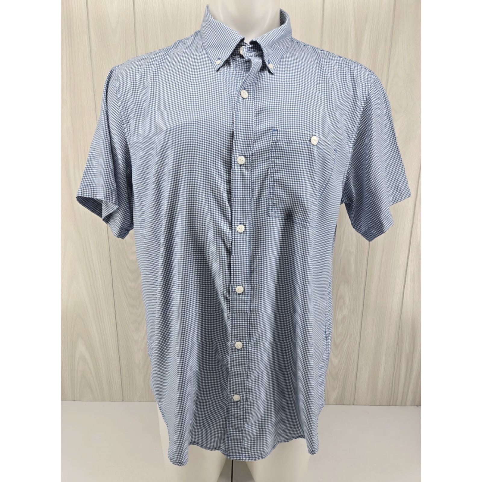 Mountain Khakis VINTAGE Mountain Khakis Blue Checker Polyester Short Sleeve Button Up Shirt XL Classic Shirt Mens Blue Checker 90s Outdoor Fashion Size US XL / EU 56 / 4 - 2 Thumbnail