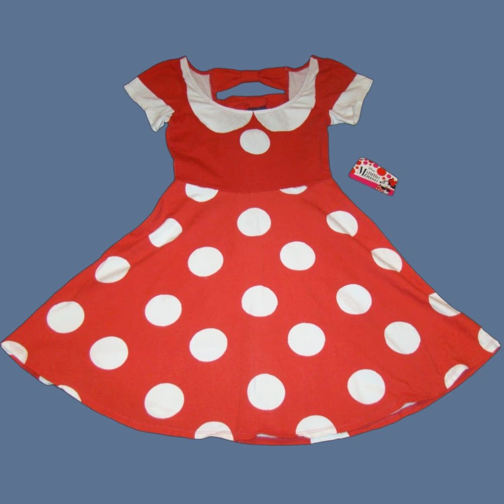 Disney NWT Disney Minnie Mouse Womens Small Red Polka Dot Bow Back Short Sleeve Dress Size 28" / US 6 / IT 42 - 1 Thumbnail