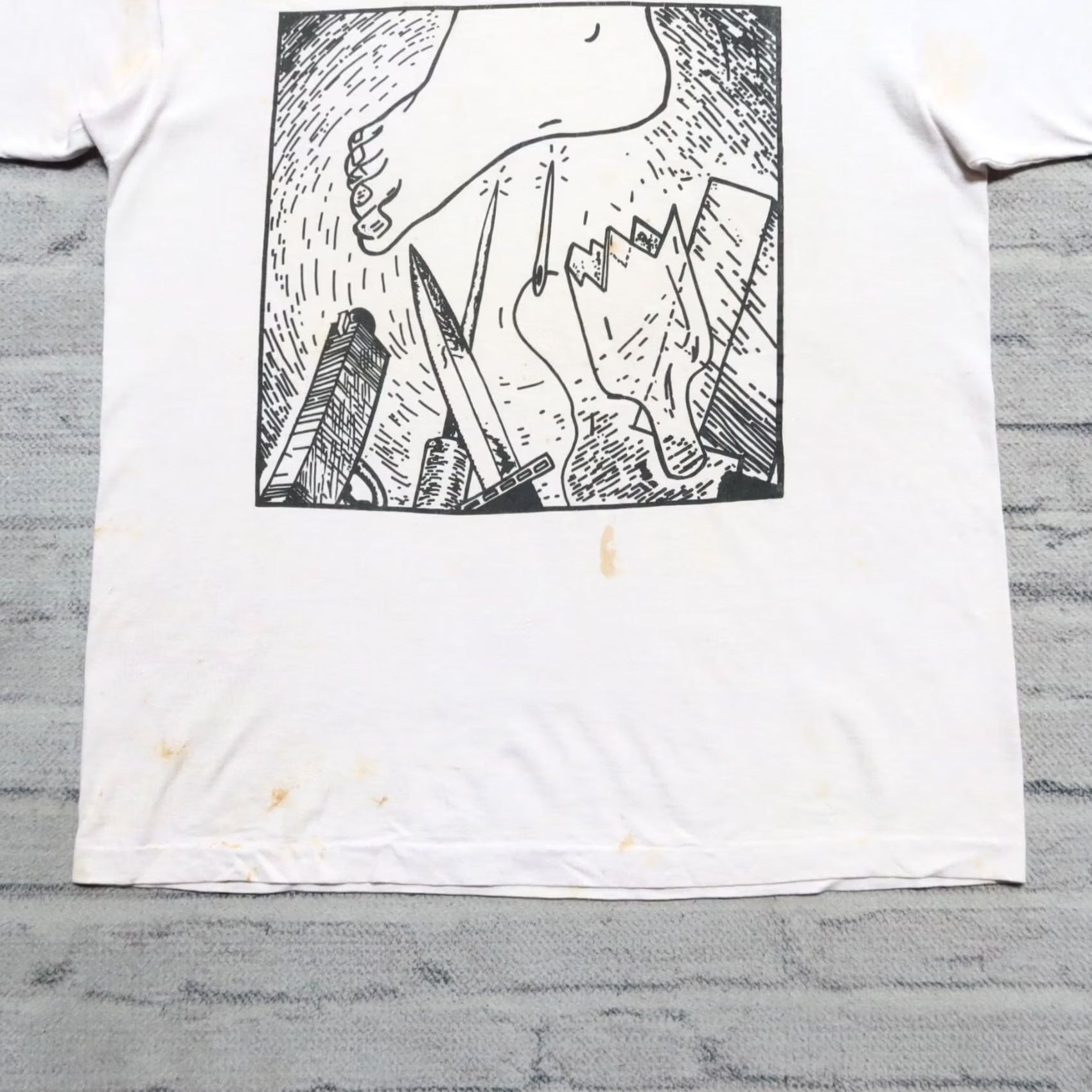 Fruit Of The Loom Vintage Talking Heads David Byrne Tour Shirt XL White Mens T-Shirt 90s Rare Vintage Shirt Size US XL / EU 56 / 4 - 3 Thumbnail