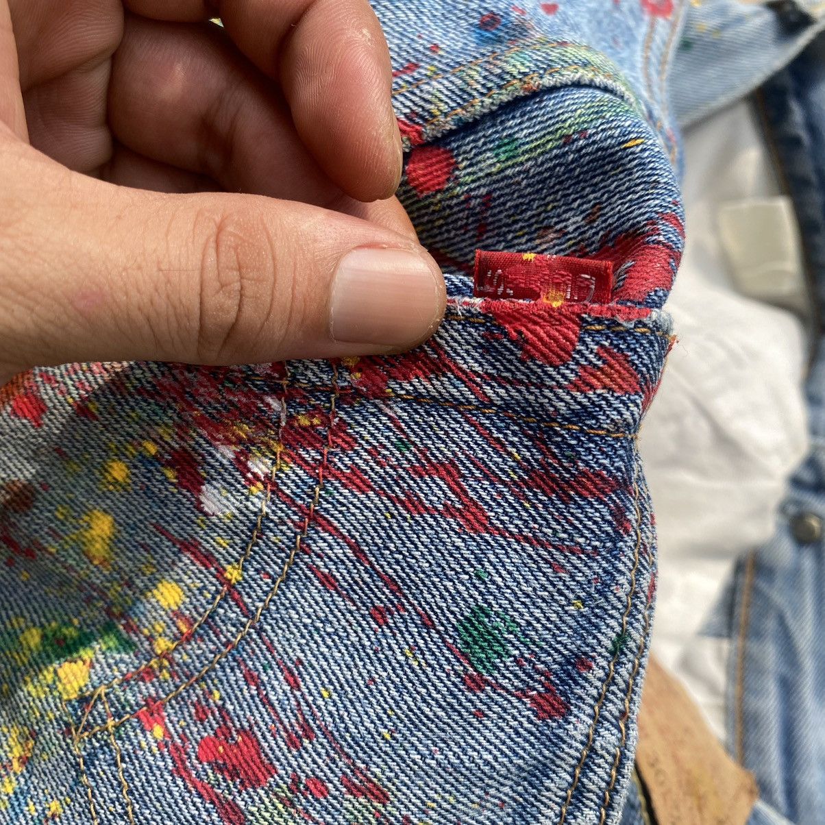 Levi's Vintage Levis 502 “E” Selvedge Splatter Light Denim Jeans Size US 29 - 10 Thumbnail