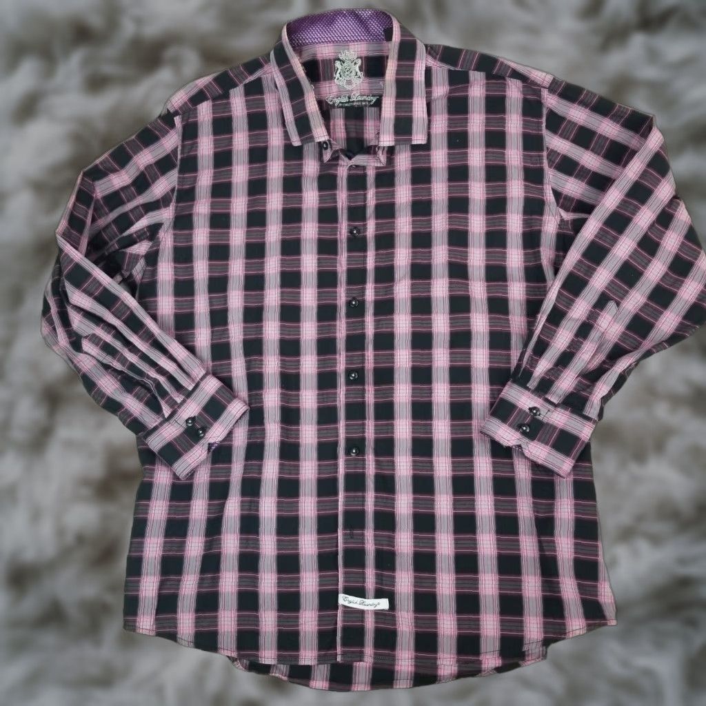 English Laundry English Laundry Button Up Shirt Mens 17 1/2 Plaid Multicolor Long Sleeves Size US L / EU 52-54 / 3 - 1 Thumbnail