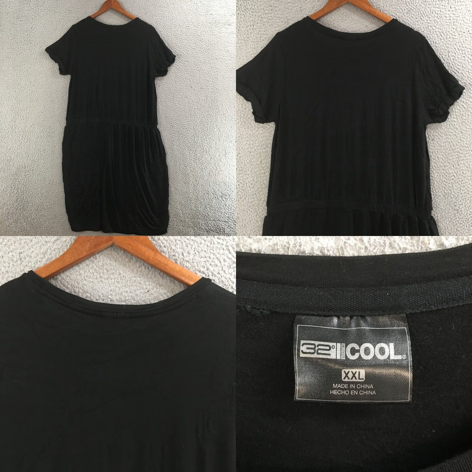 Vintage 32 Degrees Women Dress XXL Stretch Pockets Short Sleeve Pullover Knit Black Size XXL / US 16-18 / IT 52-54 - 8 Thumbnail