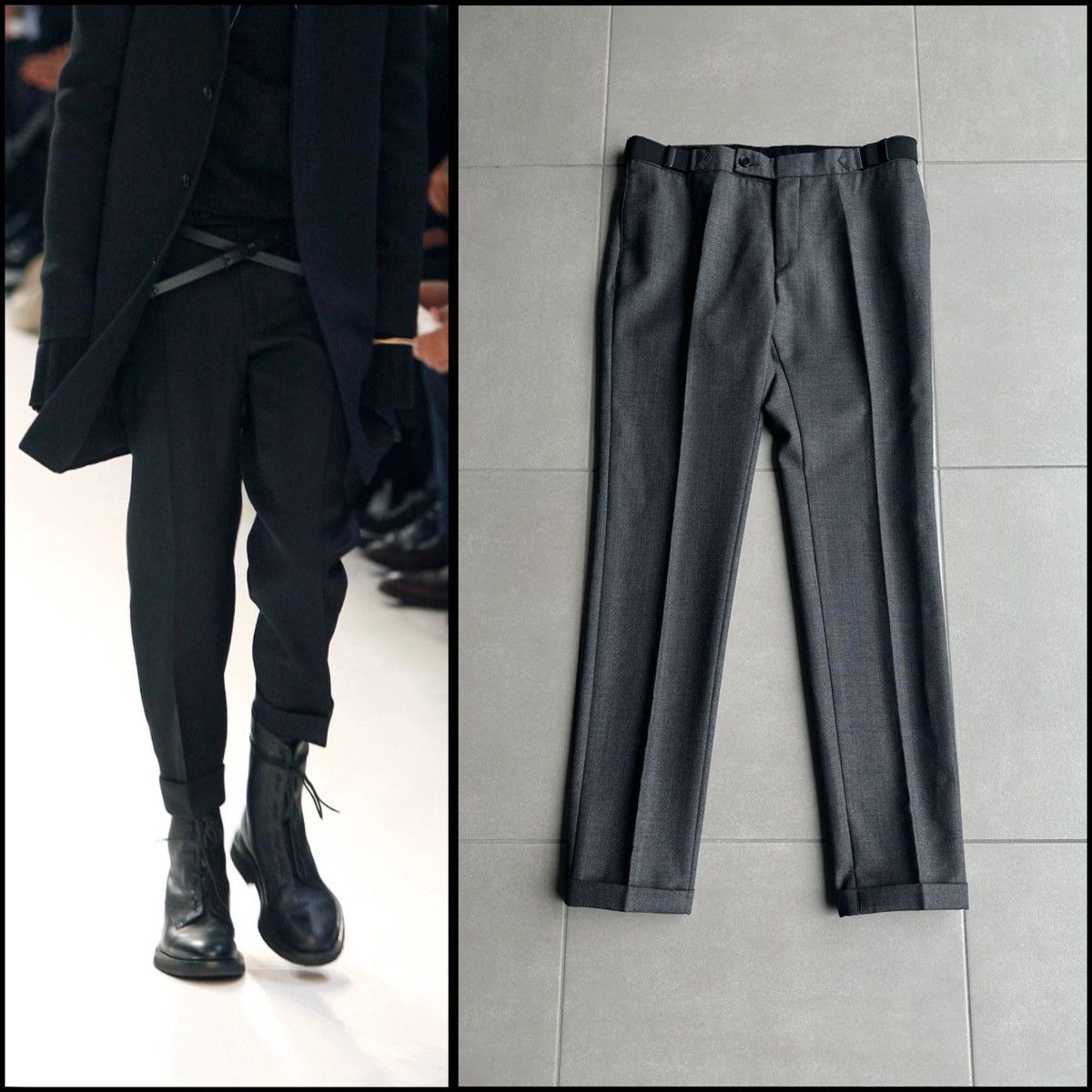 Dior × Hedi Slimane Dior Homme SS04 “strip” shiny wool trousers