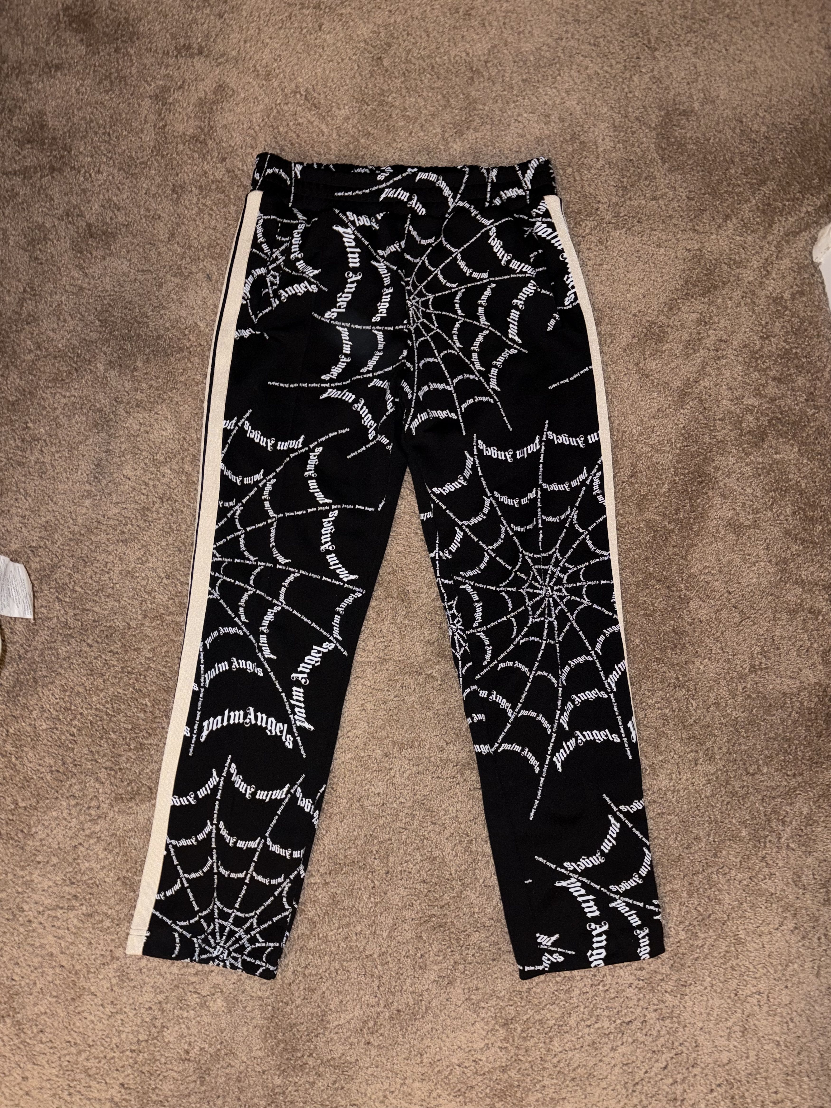 Palm Angels Palm Angels Spider Web Classic Trackpant in Black & White Size US 36 / EU 52 - 1 Thumbnail