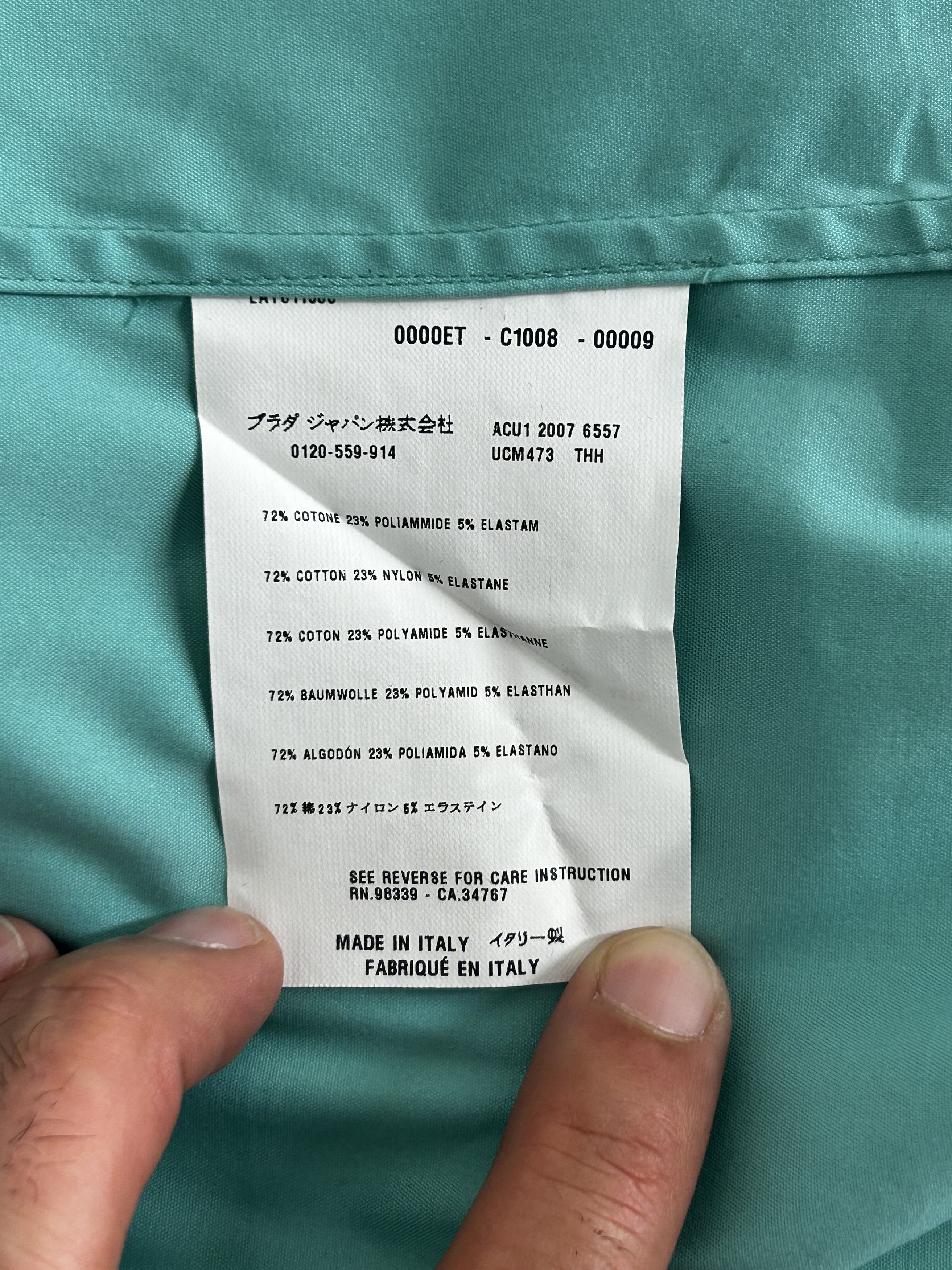 Prada PRADA TEAL POPLIN STRETCH COTTON DRESS SHIRT Size US L / EU 52-54 / 3 - 4 Thumbnail