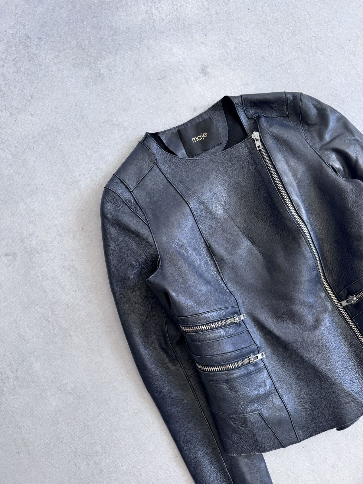Maje Maje Leather Women’s Zip Biker Style Moto Jacket Y2K Size S / US 4 / IT 40 - 3 Thumbnail