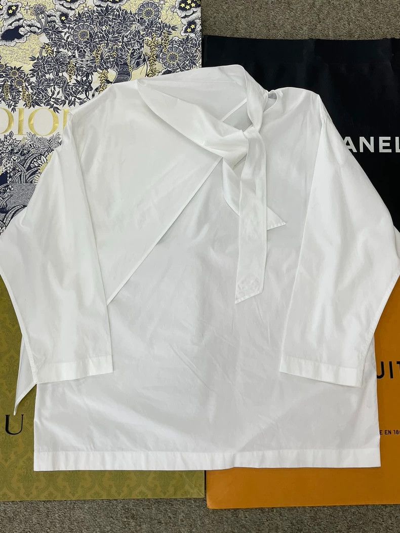 Hermes White Irregular Collar Shirt