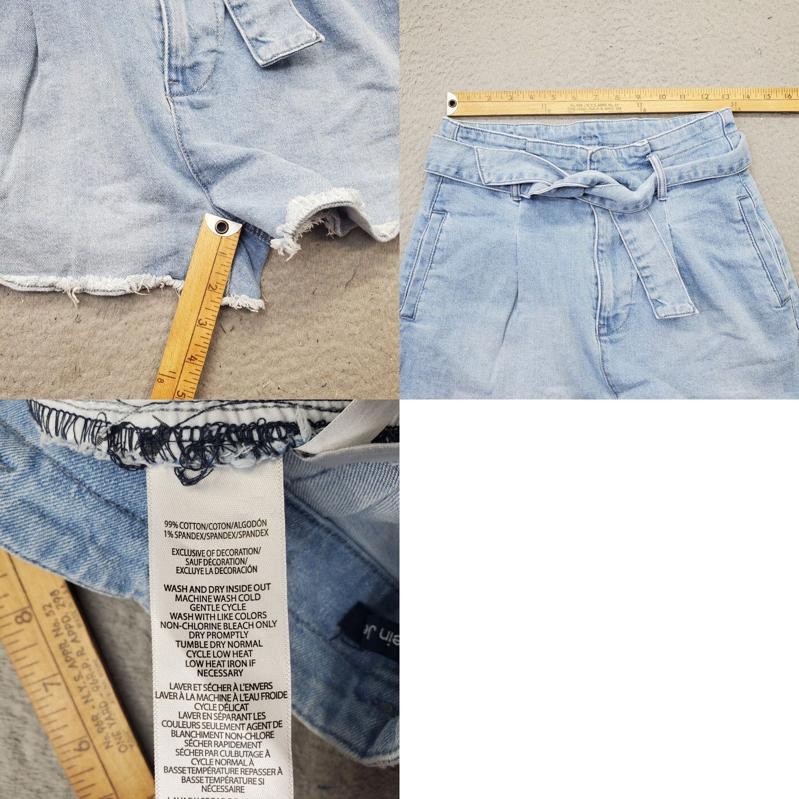Calvin Klein Calvin Klein Jeans Shorts Women 28 Blue Cotton Stretch Paperbag Waist Frayed Hem Size 28" / US 6 / IT 42 - 8 Thumbnail