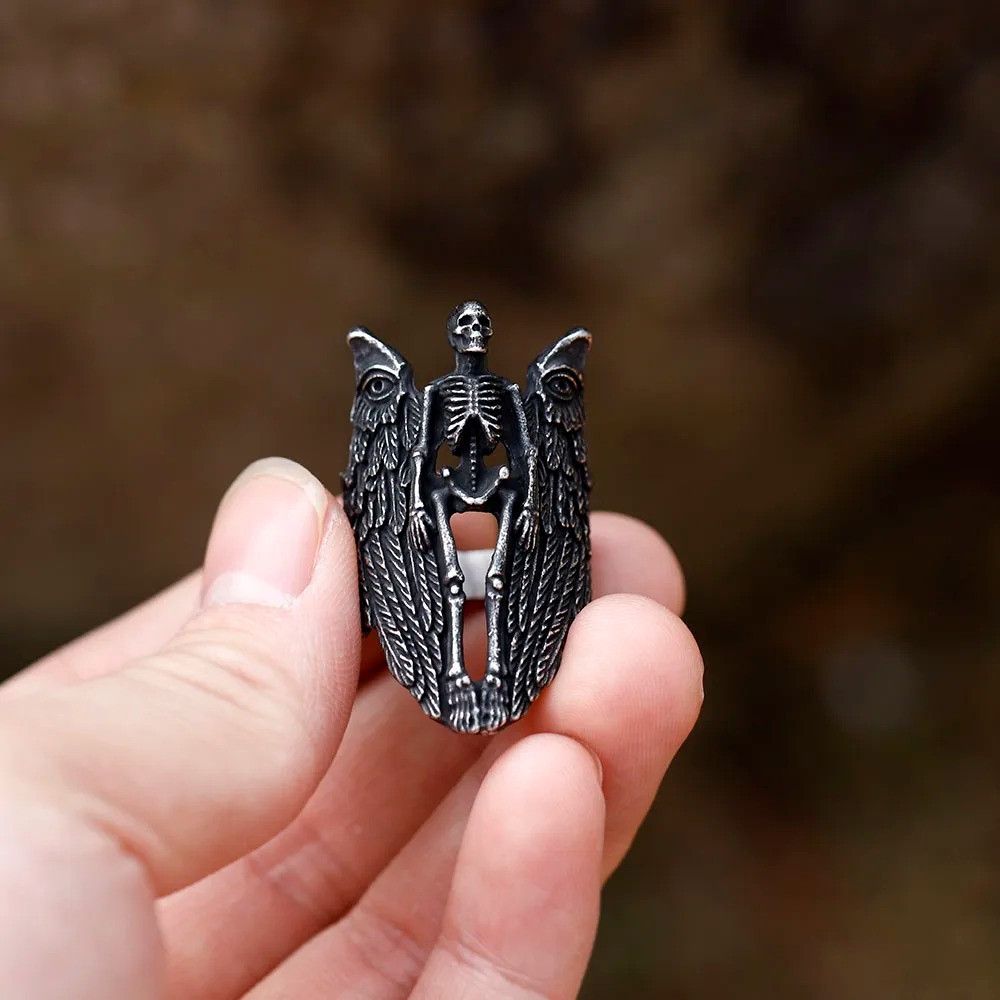 Jewelry Angel Wing Skull Ring Streetwear Jewelry Fashion Gift Size ONE SIZE - 9 Thumbnail