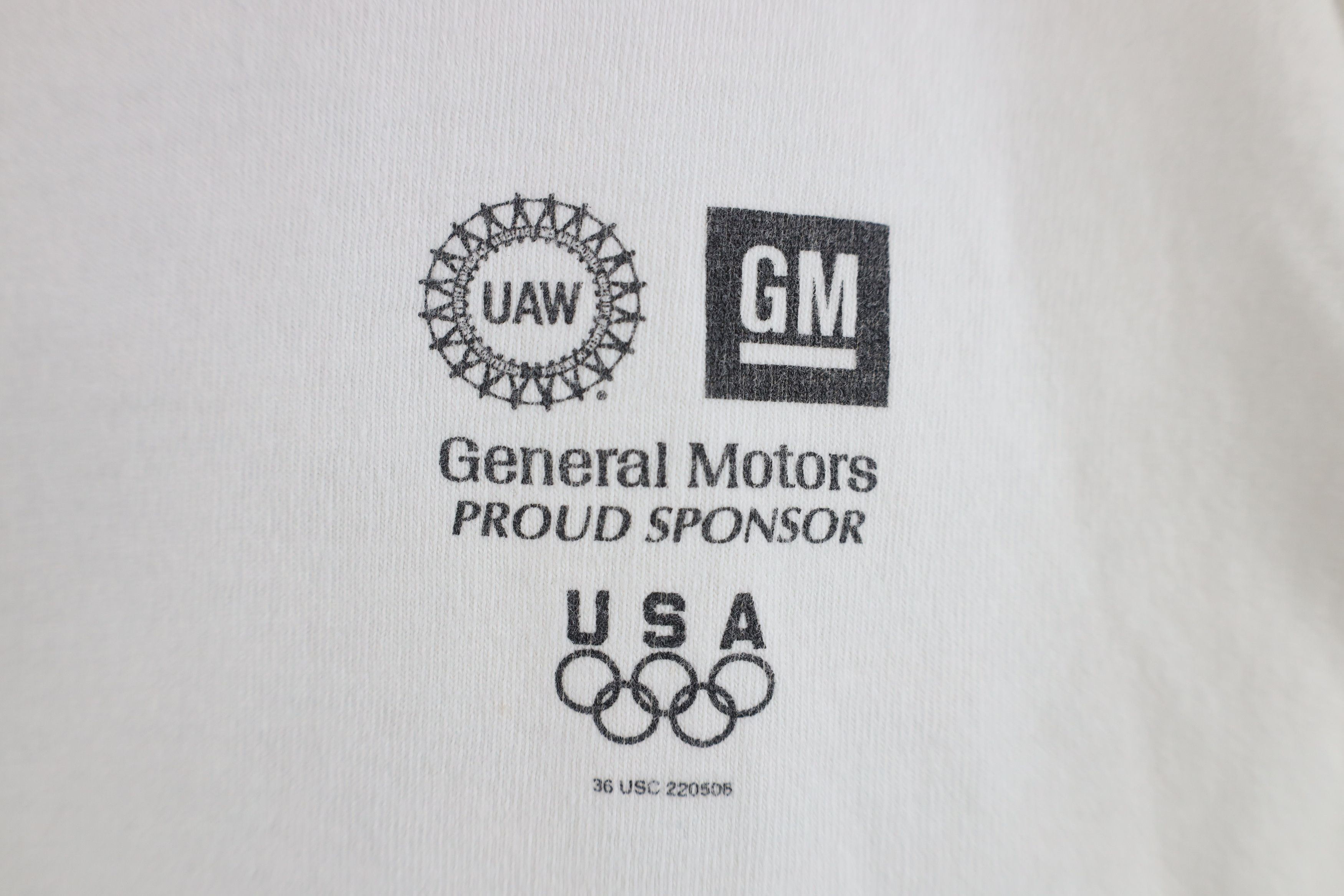 Vintage Vintage 90s Y2K Union Motors USA Olympics T-Shirt White Size L / US 10 / IT 46 - 4 Thumbnail