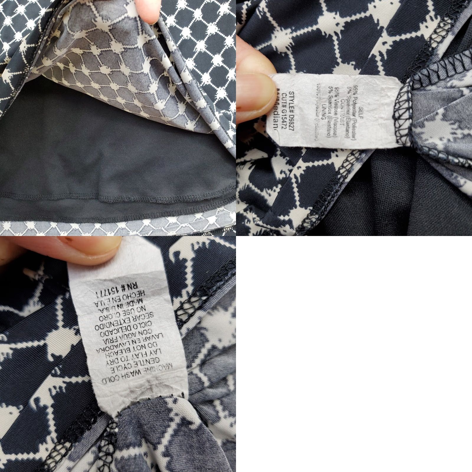 Vintage Gilli Sheath Dress Womens M Black White Geometric Pleated Waist Boat Neck Size M / US 6-8 / IT 42-44 - 8 Thumbnail