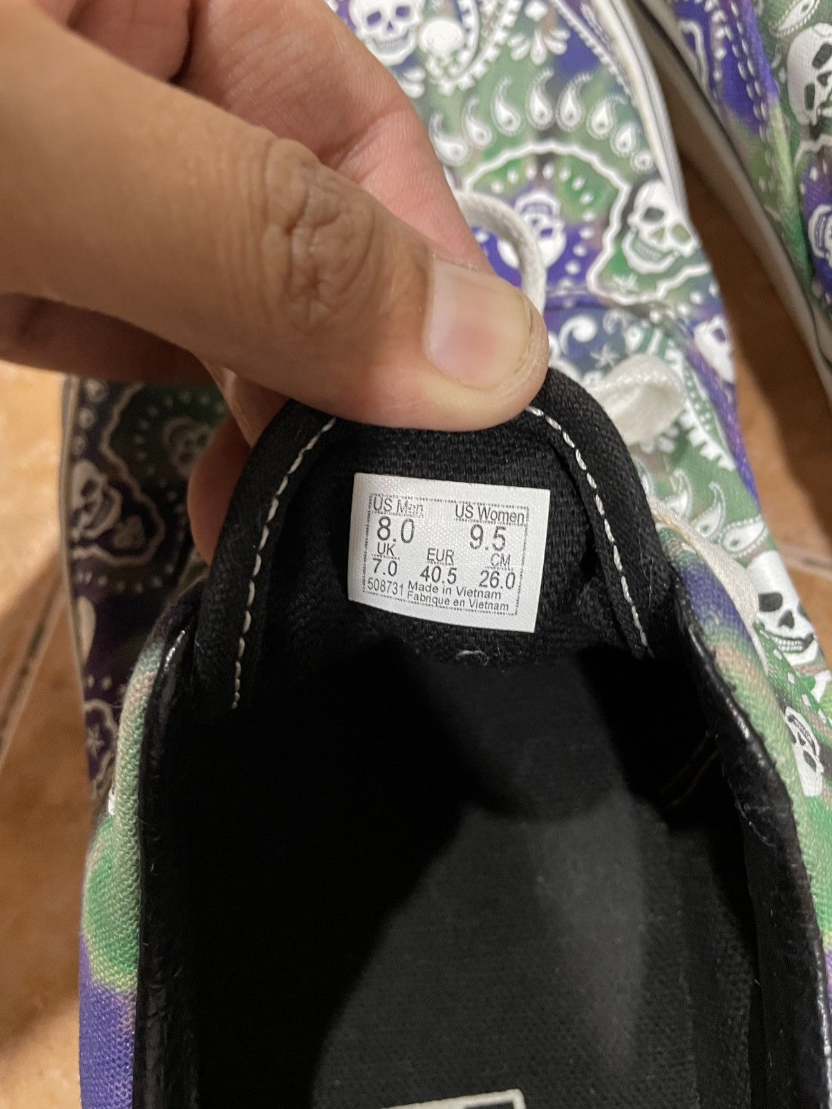 Flip Skateboards × Vans Vans Era Bandana Skull Print Green Purple - Rare Size US 7 / EU 40 - 8 Thumbnail