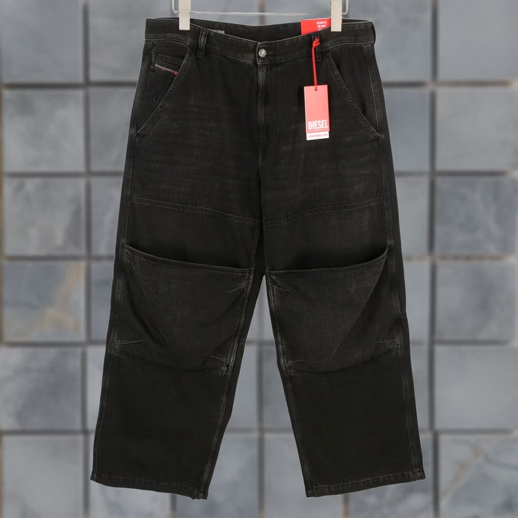 Diesel Jeans Men Relaxed Wide Leg W34/L30 Black Denim D-Shift 09j96, Men's
