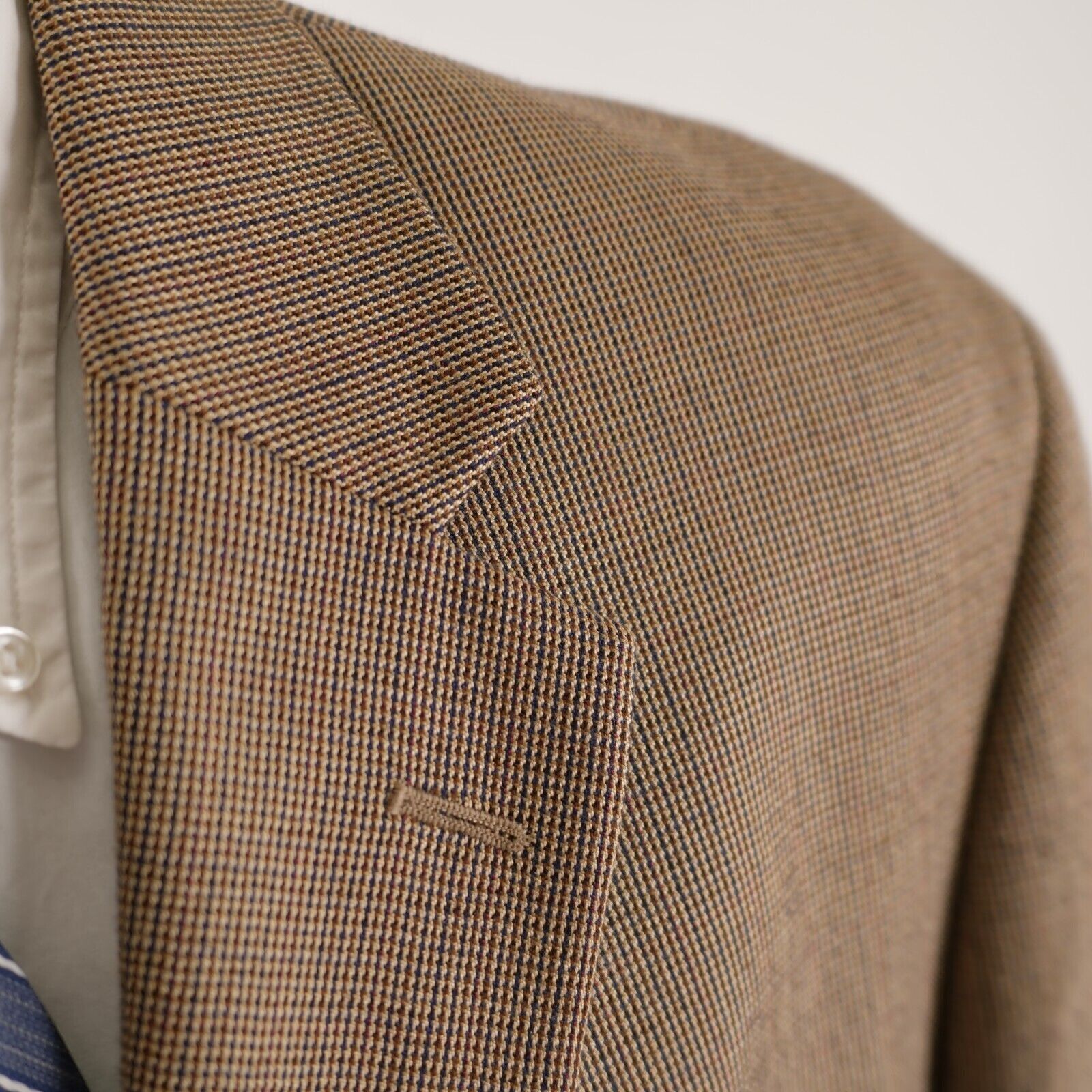 Lord & Taylor Nautica Lord & Taylor Brown Blue Check Silk Wool 3 Button Sp Size 42R - 2 Thumbnail