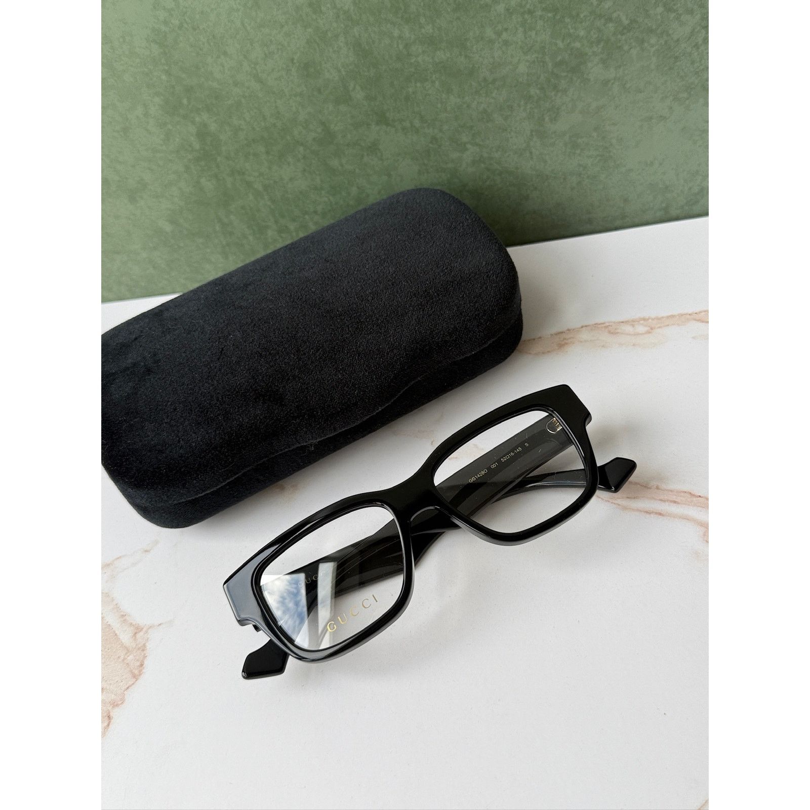 Gucci NEW Gucci GG1428O Black Unisex Square Eyeglasses Frames Size ONE SIZE - 2 Thumbnail