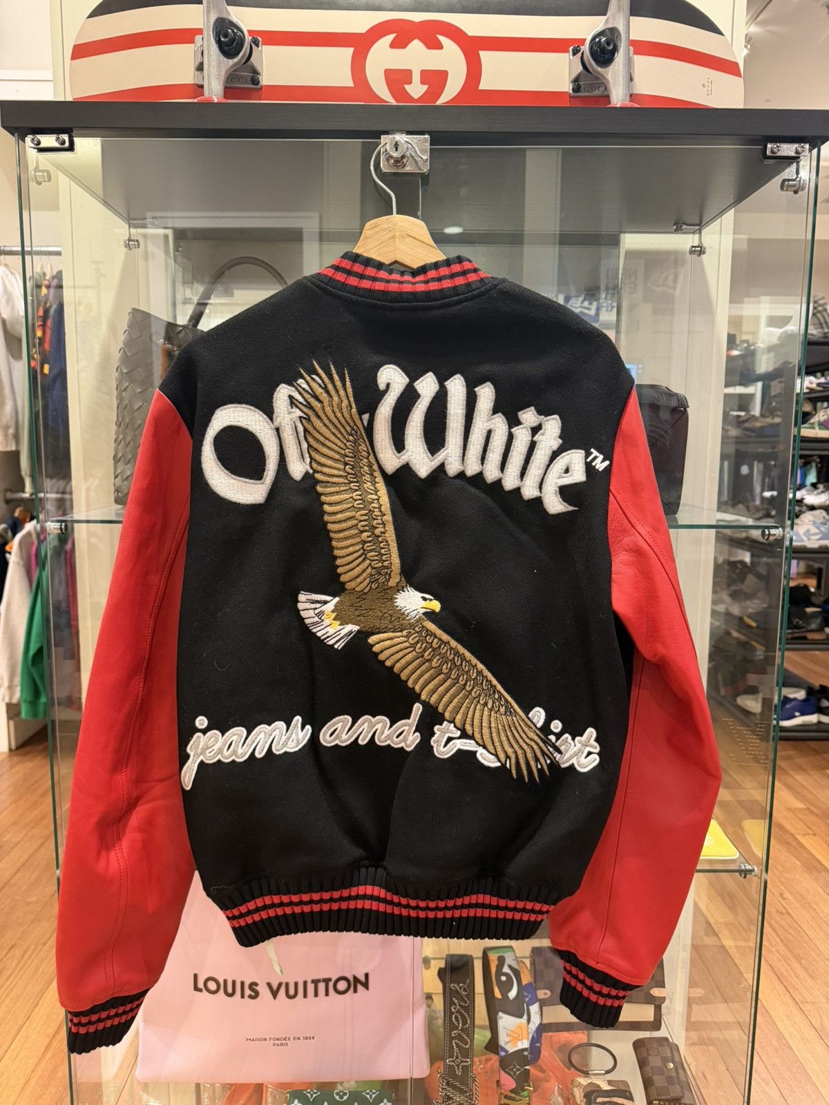 Off-White Off-White ‘23 Eagle Varsity Jacket - Black Red Size US L / EU 52-54 / 3 - 2 Thumbnail