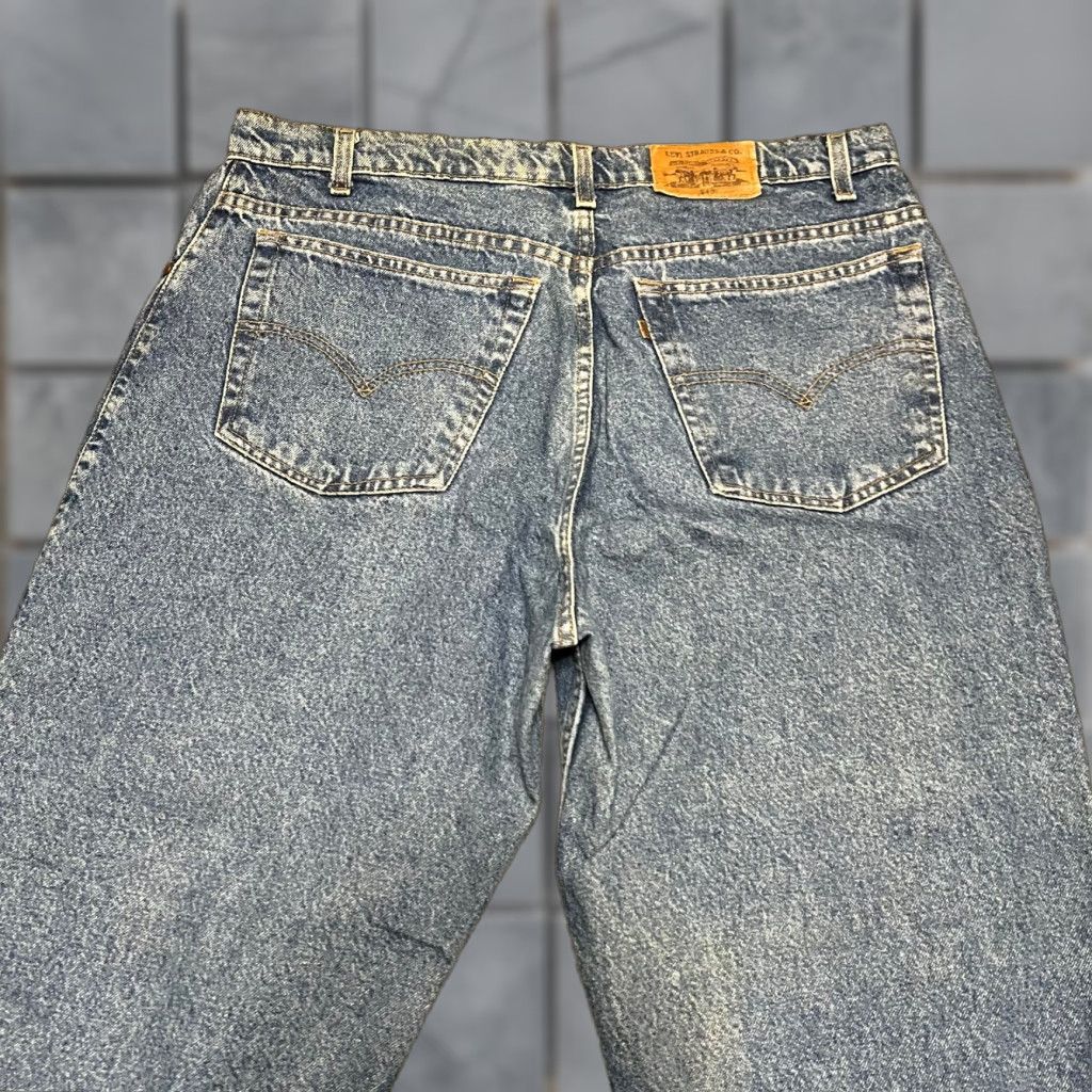 VINTAGE Levi's 545 Jeans Mens 38 x29 Loose Fit Blue Denim Orange Tab Denim Tapered Casual Mens