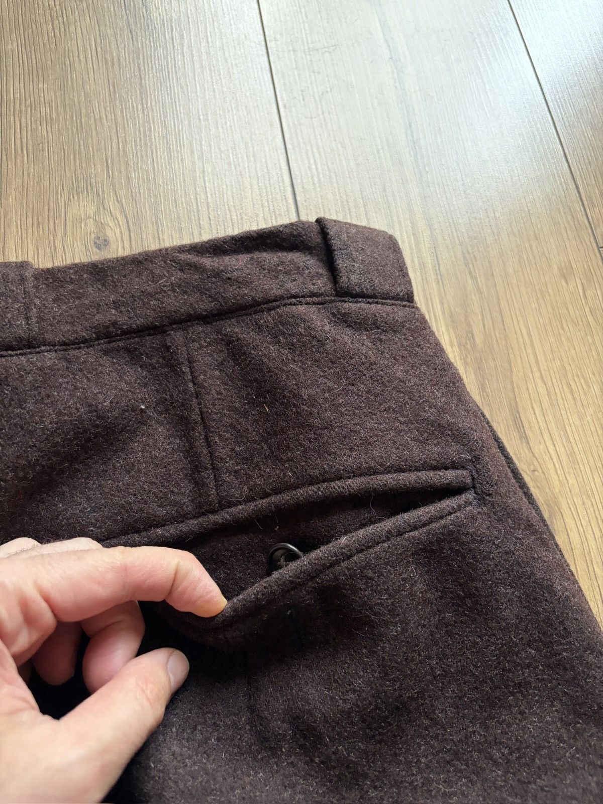 Vintage 40-50's Heavy Brown Wool Cotton Lined European Work Pants Size US 36 / EU 52 - 17 Thumbnail