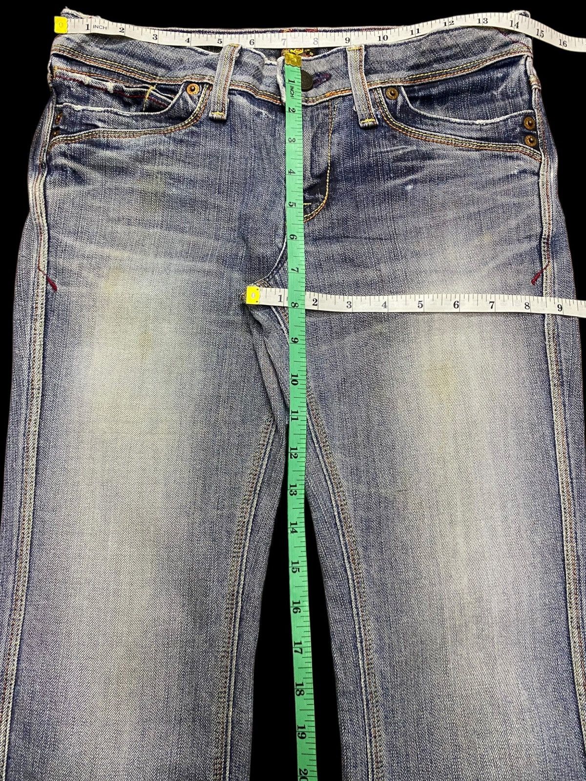 Japanese Brand Blue flared jeans with a vintage vibe #y2kfashion Size 29" - 14 Thumbnail