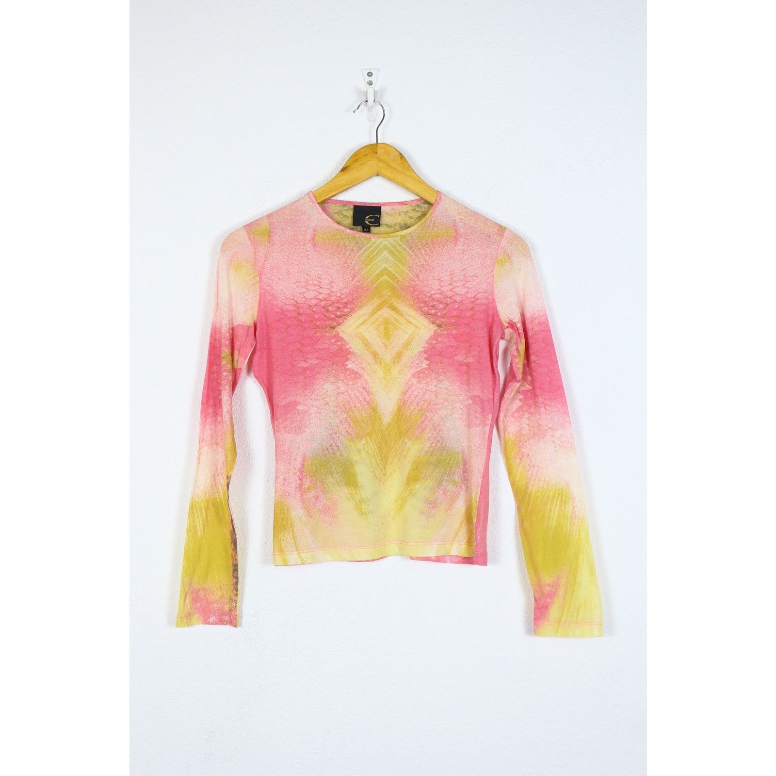 Just Cavalli Just Cavalli Y2K Mesh Abstract Printed Long Sleeve Top Tee Size M / US 6-8 / IT 42-44 - 1 Thumbnail
