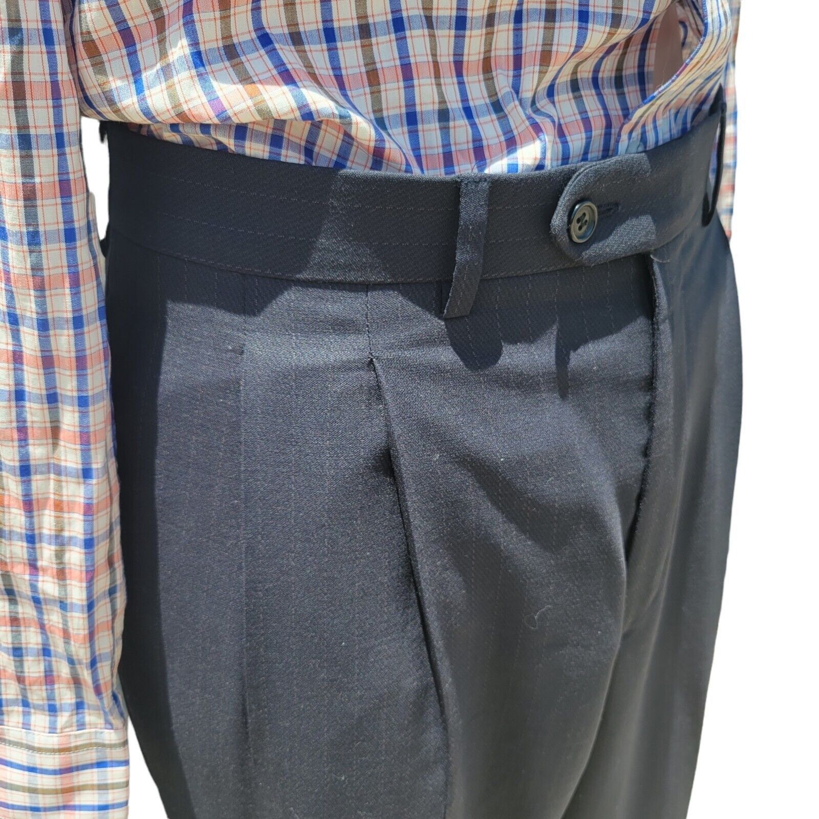 Dillard's Men's 3-Button Navy Suit with light gray pinstripe. Size 42L - 8 Thumbnail