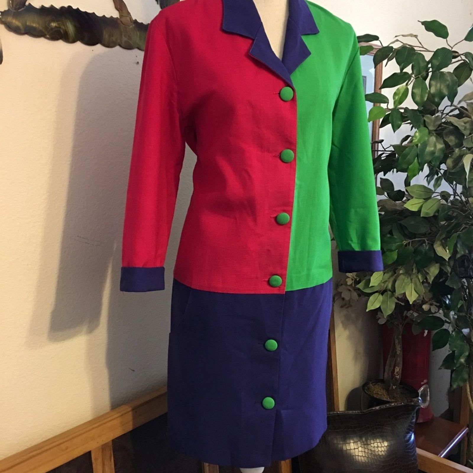 Vintage 80s Nicole Studio color block dress