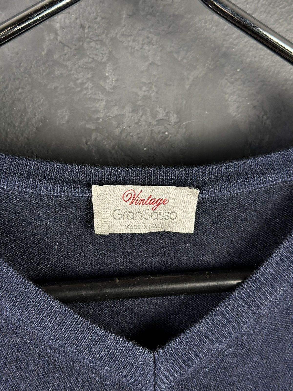 Gran Sasso × Vintage Vintage Gran Sasso Gray Merino Wool V Neck Sweater Men's 54 Size US L / EU 52-54 / 3 - 5 Thumbnail