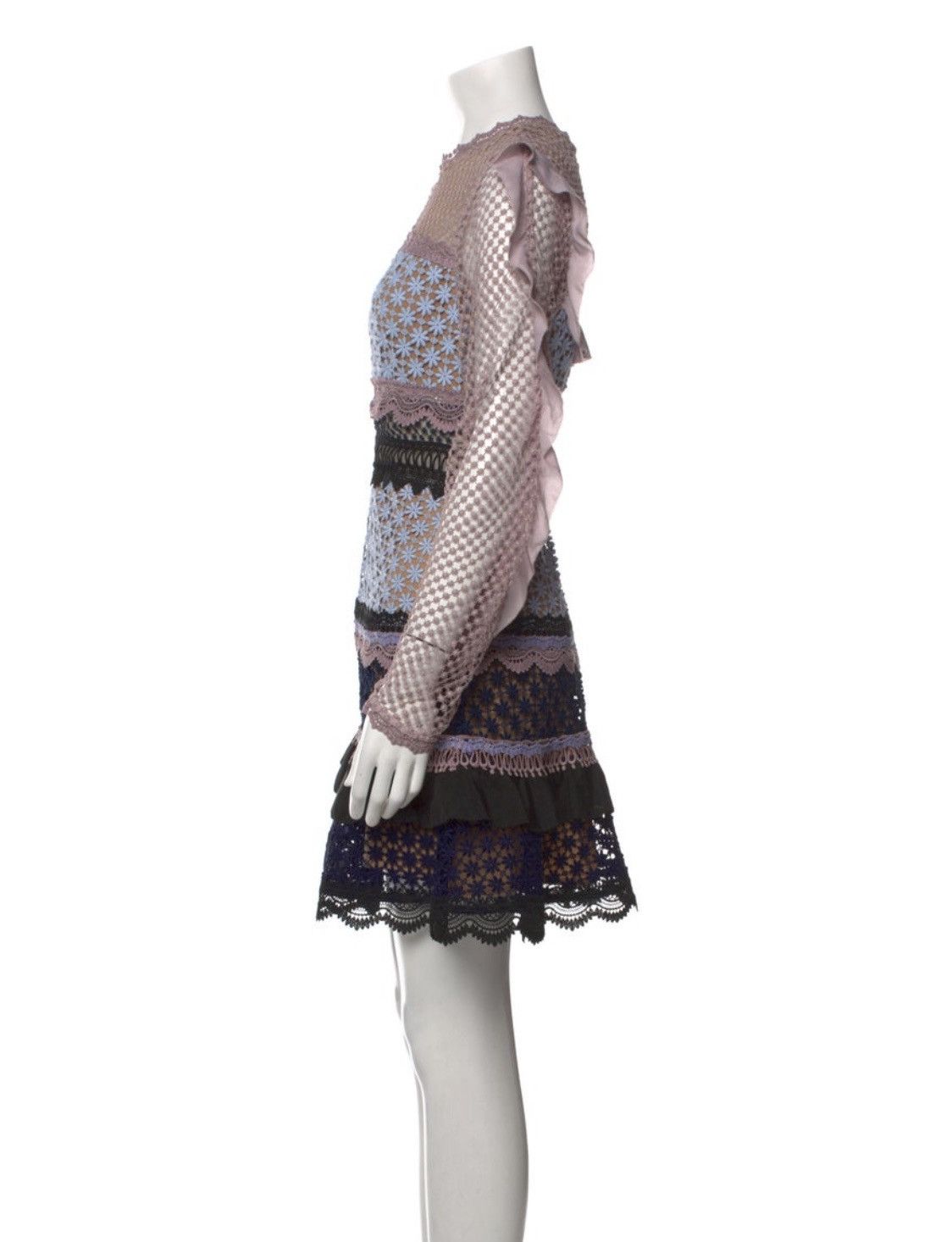 Self-Portrait Lace Pattern Mini Dress Size L / US 10 / IT 46 - 2 Thumbnail