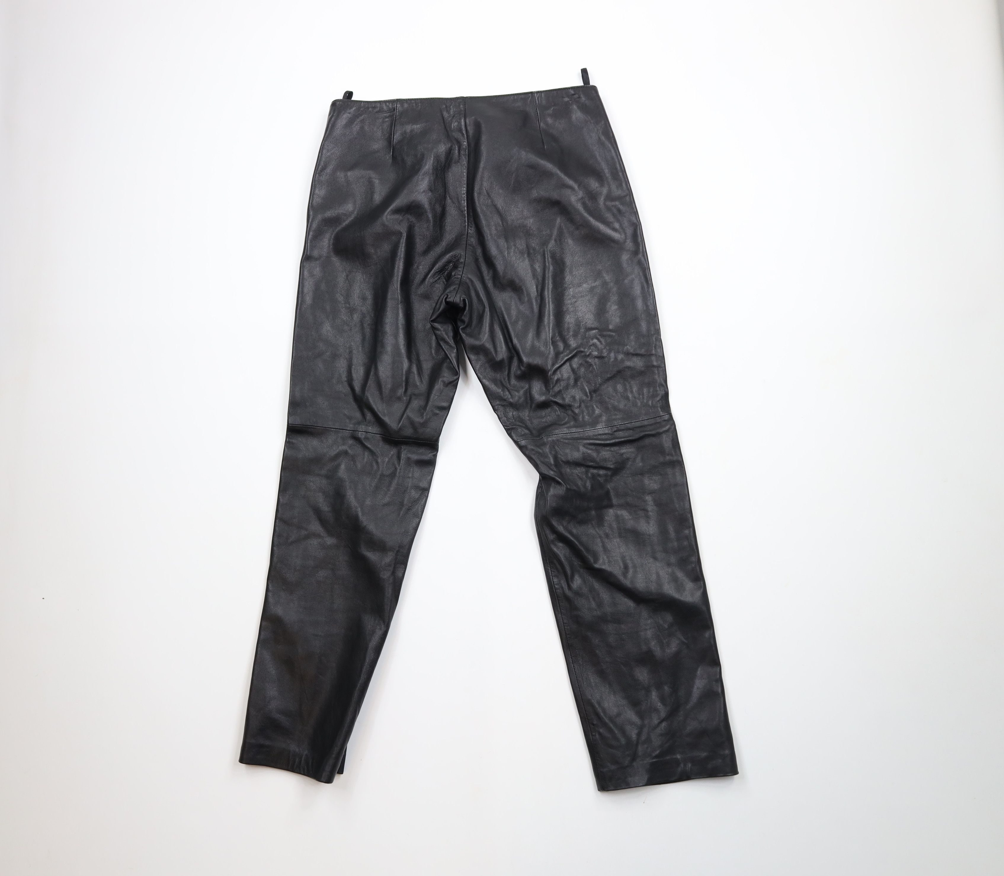 Vintage Vintage 90s Streetwear Faded Leather Motorcycle Pants Black Size 36" / US 14 / IT 50 - 9 Thumbnail