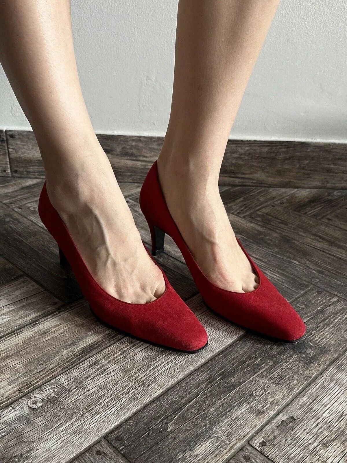 Charles Jourdan Vintage Charles Jourdan Paris Red Heels Suede Leather Shoes Size US 8 / IT 38 - 2 Thumbnail