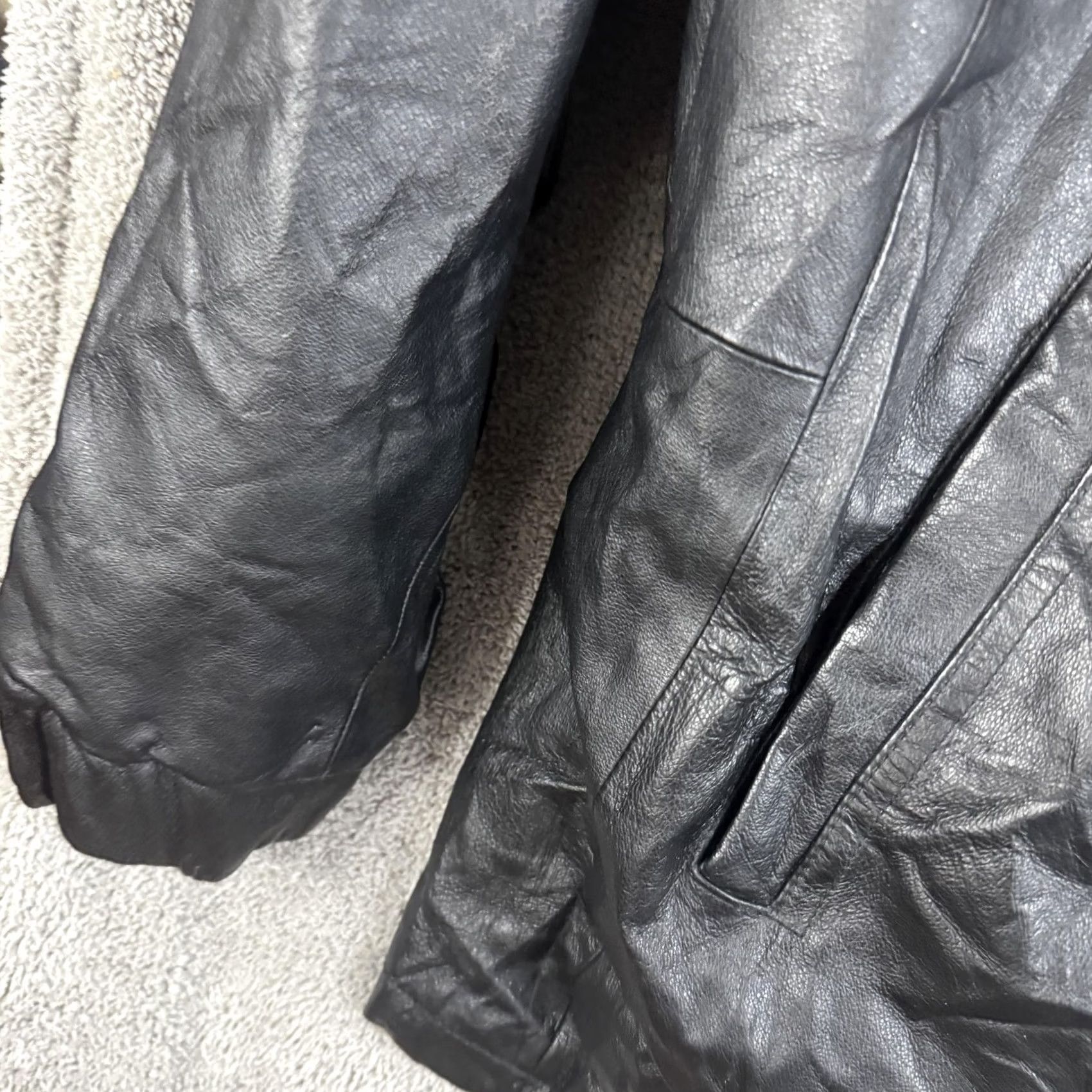 Vintage VINTAGE St. Johns Bay Jacket Mens 3XLT Black Leather Full Zip Mid Length Lined Overcoat Size US XXL / EU 58 / 5 - 2 Thumbnail