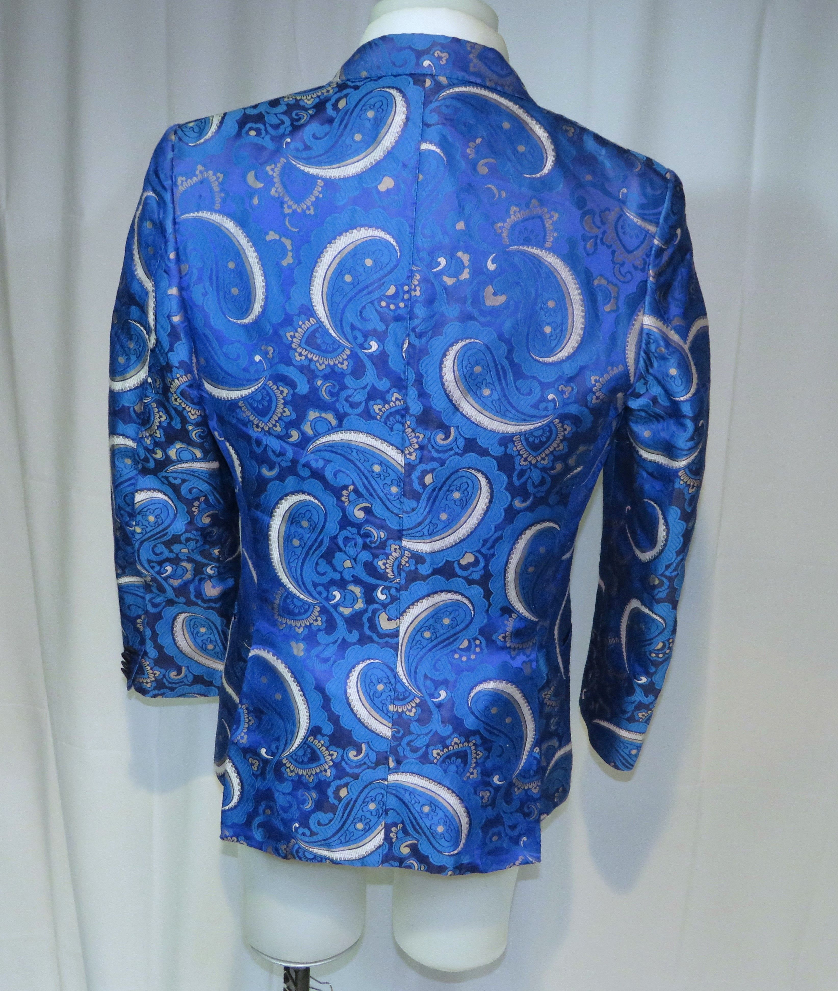 Tom Ford Base A Windsor Blue Paisley Silk Blend Dinner Jacket 46L NWT Size 46L - 10 Thumbnail