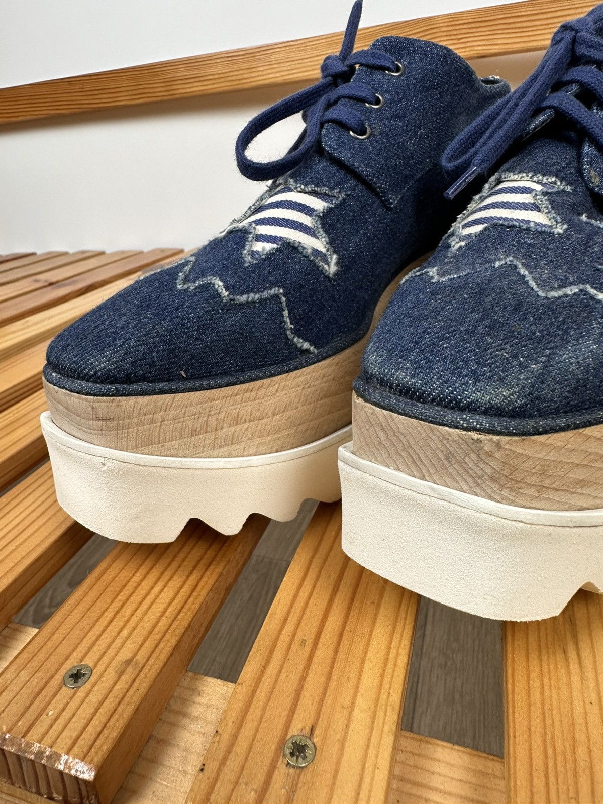 Stella McCartney Stella McCartney Blue Denim Elyse Platform Derby Sneakers Size US 5.5 / IT 35.5 - 8 Thumbnail