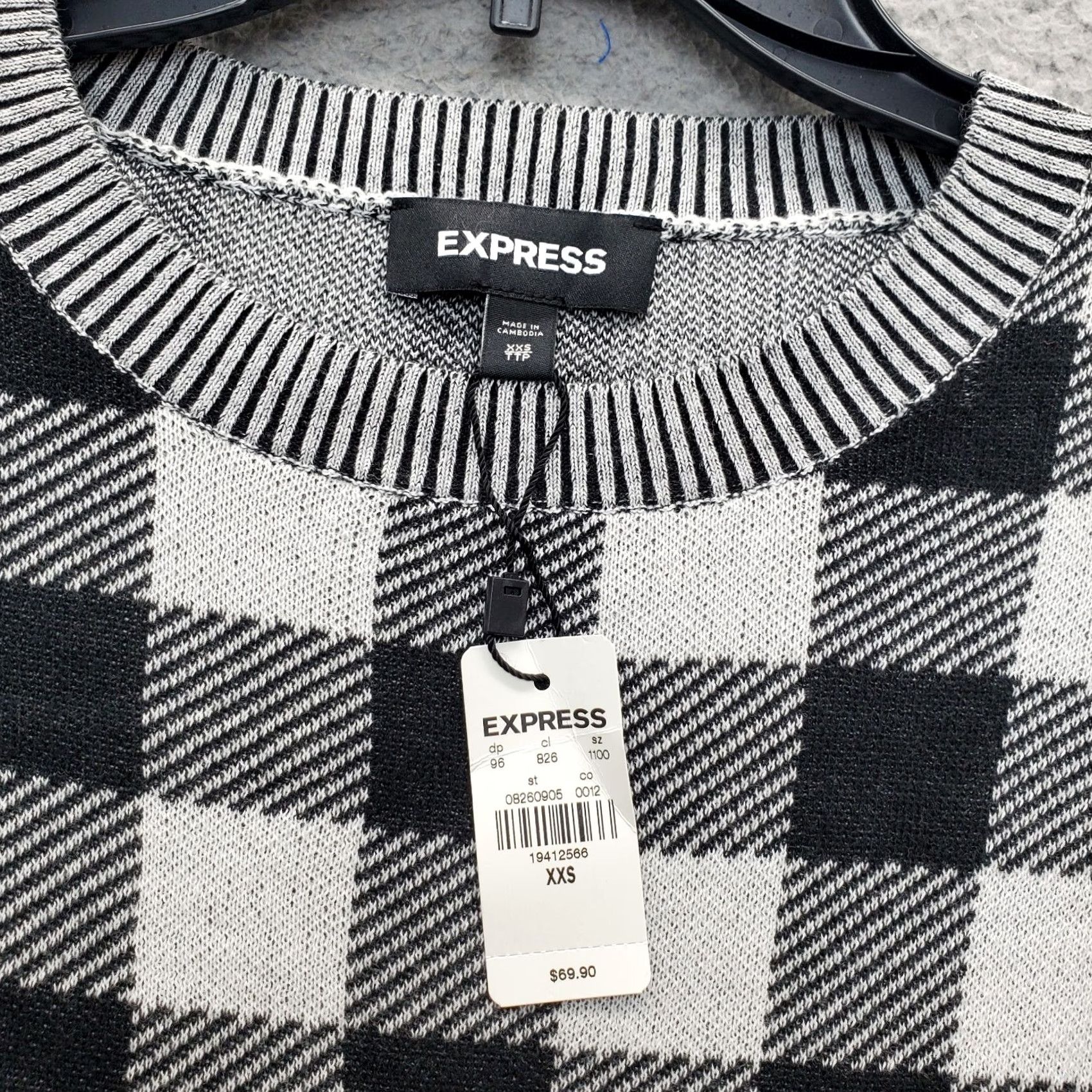 Express Express Sweater Women 2XS Multicolor Check Knit Raglan Sleeve Crew Neck Pullover Woman Size 2XS Size XXS / US 00 / IT 34 - 5 Thumbnail