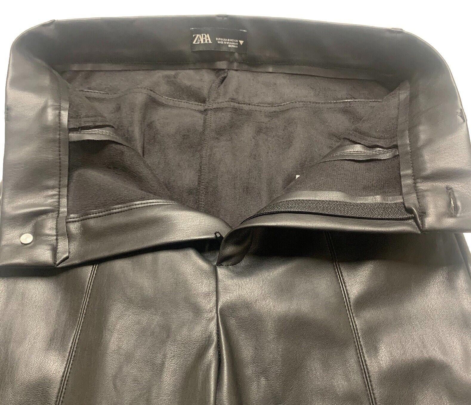 Zara Zara Faux Leather Pants Black S High Rise Skinny Size 28" / US 6 / IT 42 - 4 Thumbnail