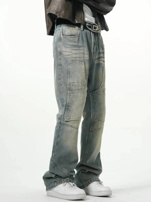 Japanese Brand × Jean American street distressed loose casual patchwork jeans Size US 32 / EU 48 - 3 Thumbnail