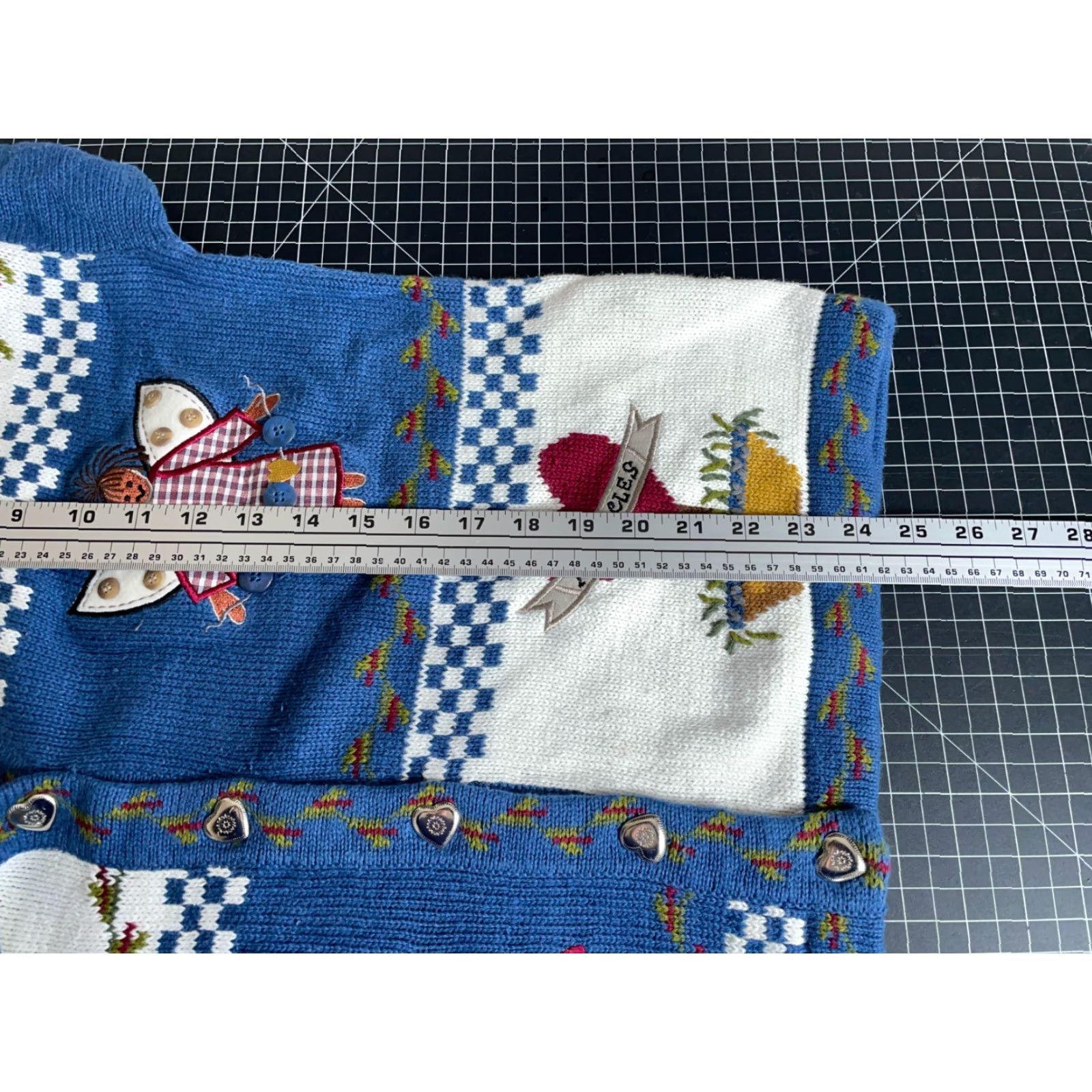 Quacker Factory VINTAGE Quacker Factory Cardigan Womens Medium Blue Angel Plants Grandma Sweater Size M / US 6-8 / IT 42-44 - 6 Thumbnail