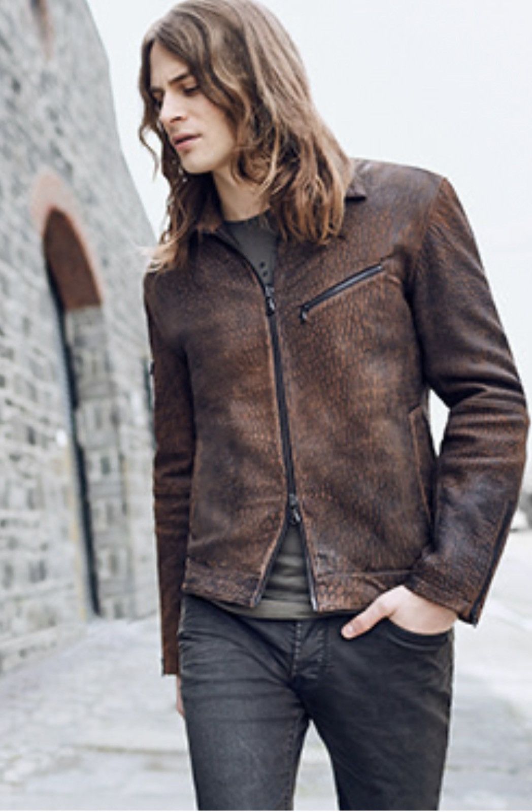 John Varvatos Distressed Leather Jacket medium . Size US M / EU 48-50 / 2 - 4 Thumbnail