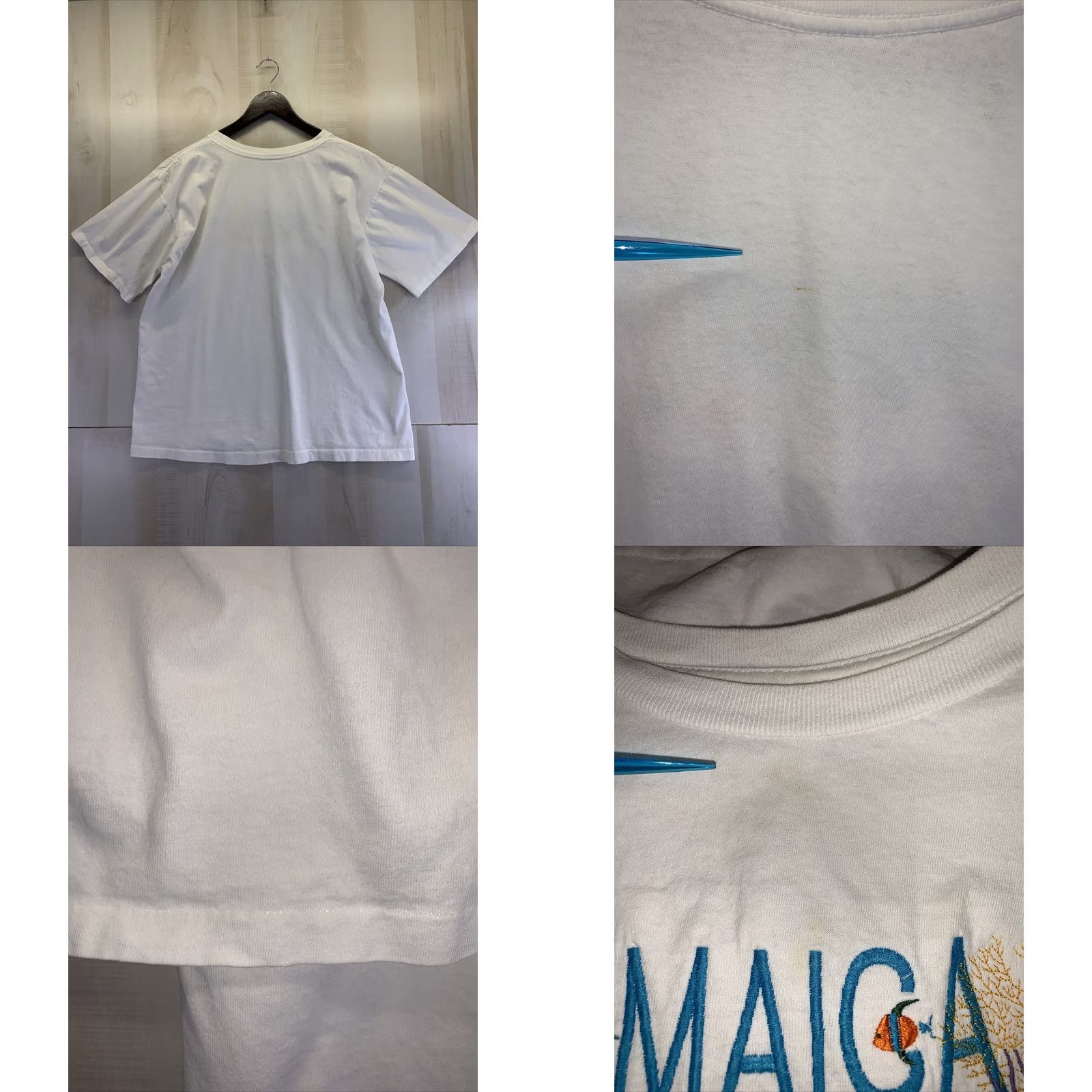 Vintage VINTAGE 1990s Jamaica T Shirt Womens L-6493 Embroidered Single Stitch White Shirt Size L / US 10 / IT 46 - 8 Thumbnail