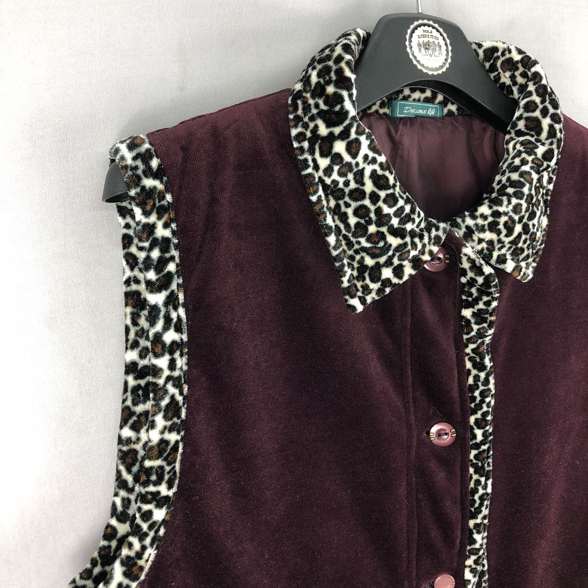 Japanese Brand Vintage 90's Velvet Leopard Women Vest by Drellous Life Size S / US 4 / IT 40 - 2 Thumbnail