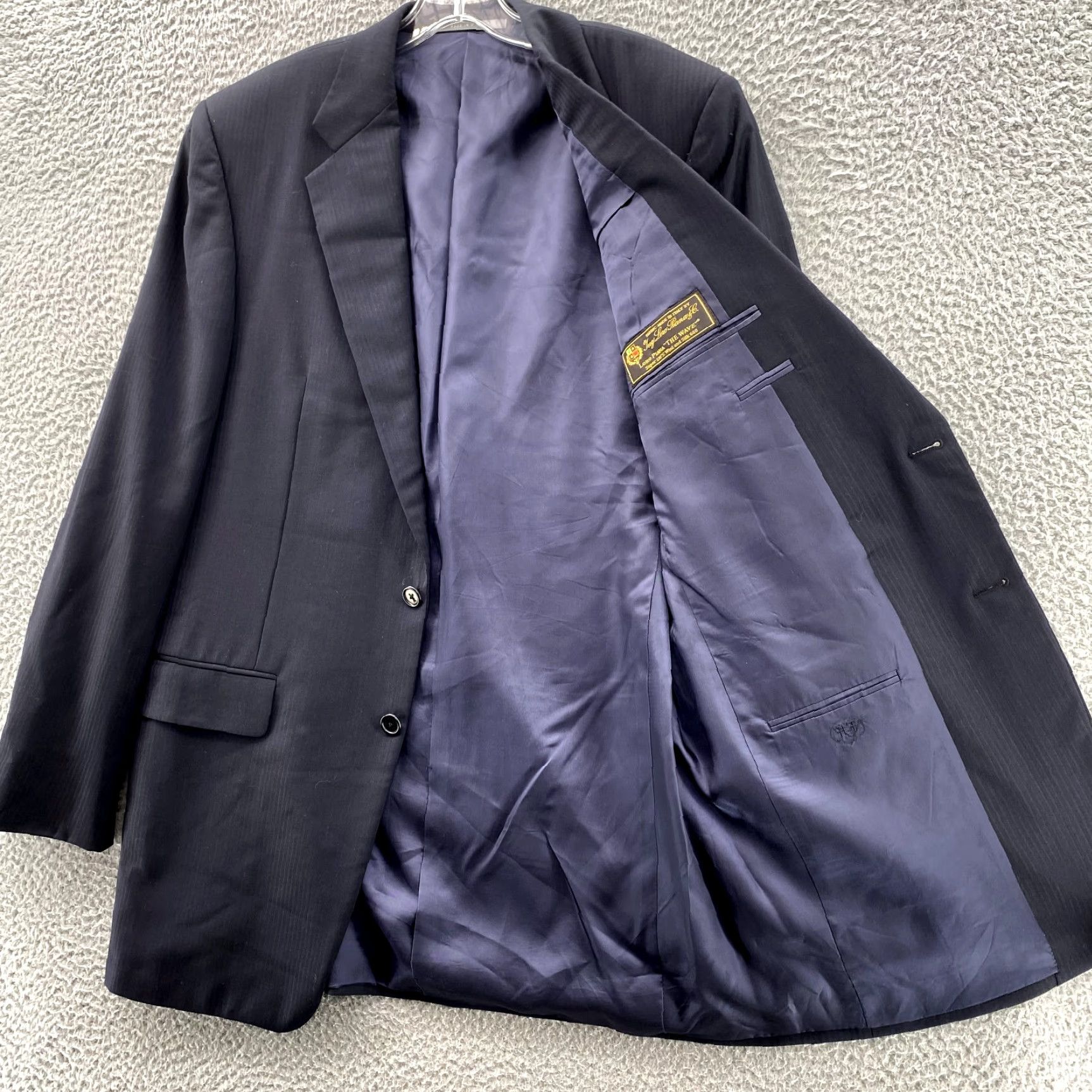 Vintage Vintage Loro Piana x Hickey Freeman Blazer Men's 40L Navy Pinstripe USA Jacket Size 40R - 3 Thumbnail