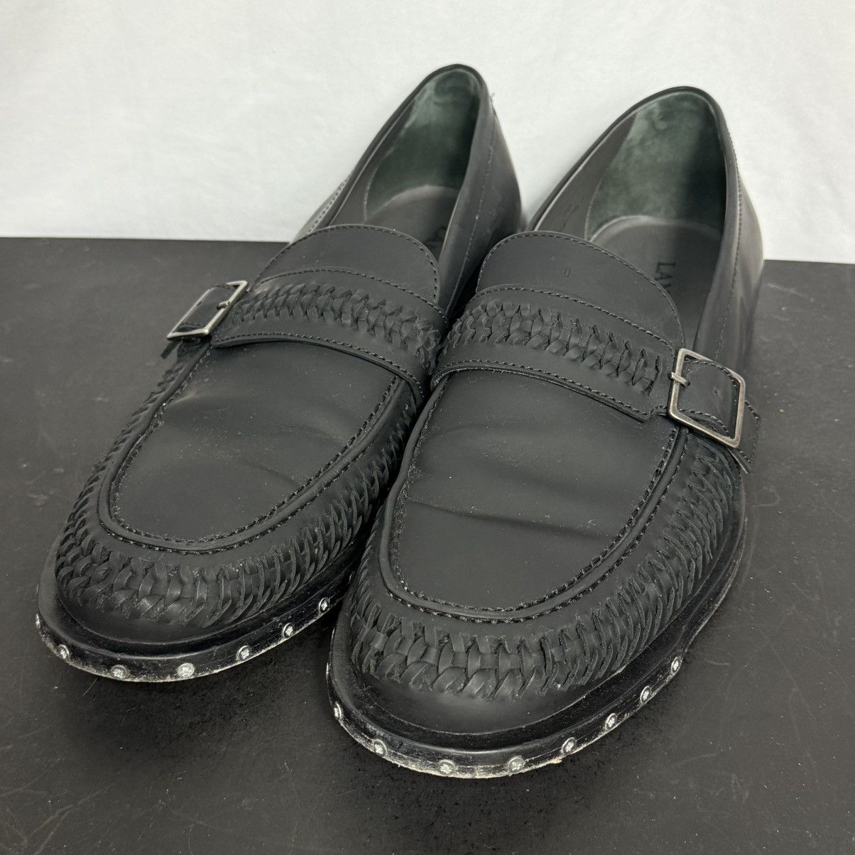 Lanvin Lanvin Studded Screws & Buckle Loafers Black Leather Size 12 Size US 12 / EU 45 - 2 Thumbnail
