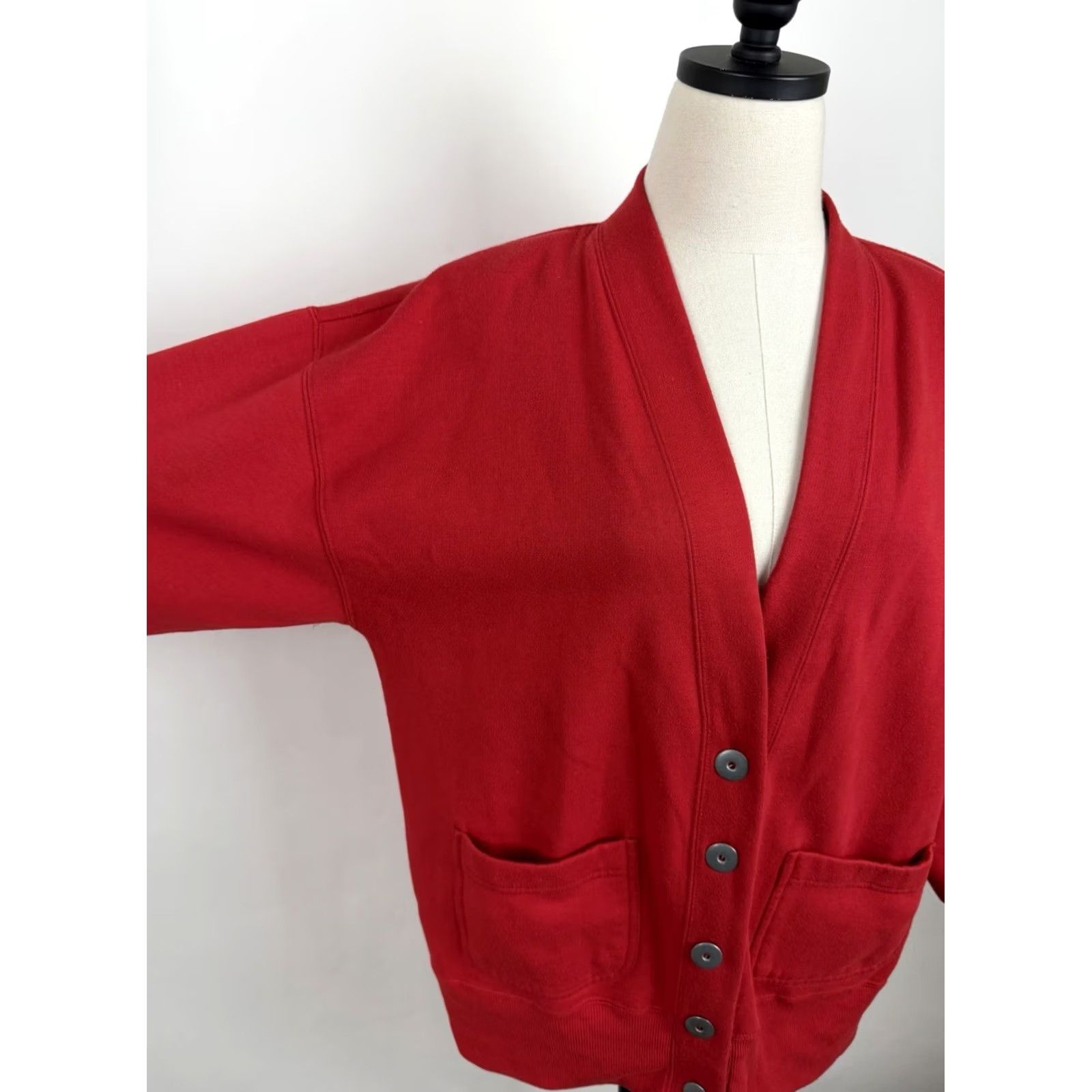 Vintage VINTAGE Cardigan Sweatshirt Womens Medium Red Knit Pockets 90s Teacher Minimal Size M / US 6-8 / IT 42-44 - 4 Thumbnail