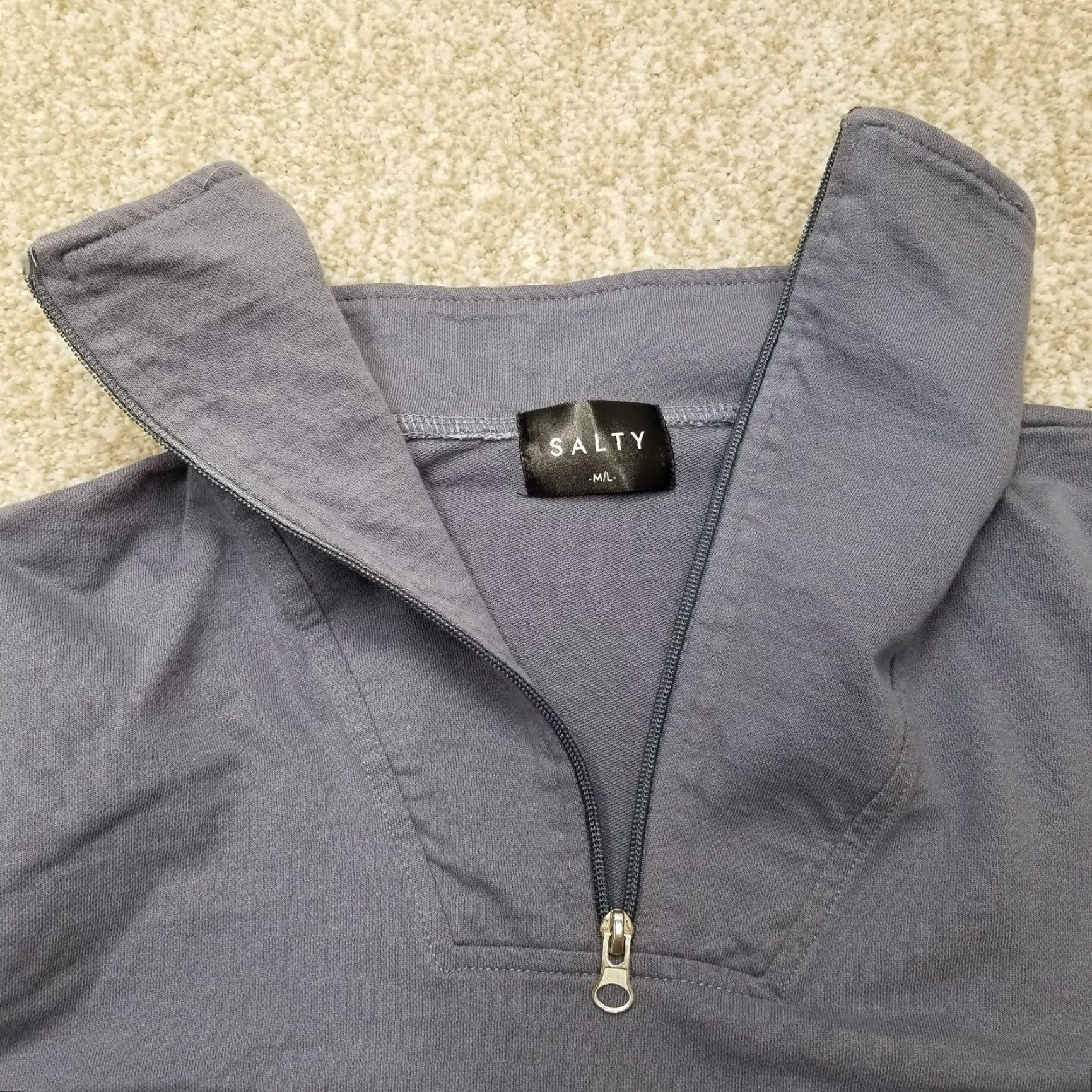 Vintage VINTAGE Salty Hoodie Mens M Steel Gray 1/4 Zip Pullover Highneck Casual Sweatshirt Gray Logo Size US M / EU 48-50 / 2 - 4 Thumbnail