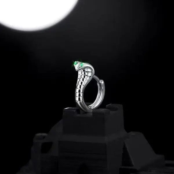 Designer × Jewelry 925 Silver Plated Snake Hoop Earrings for Men Women Size ONE SIZE - 2 Thumbnail