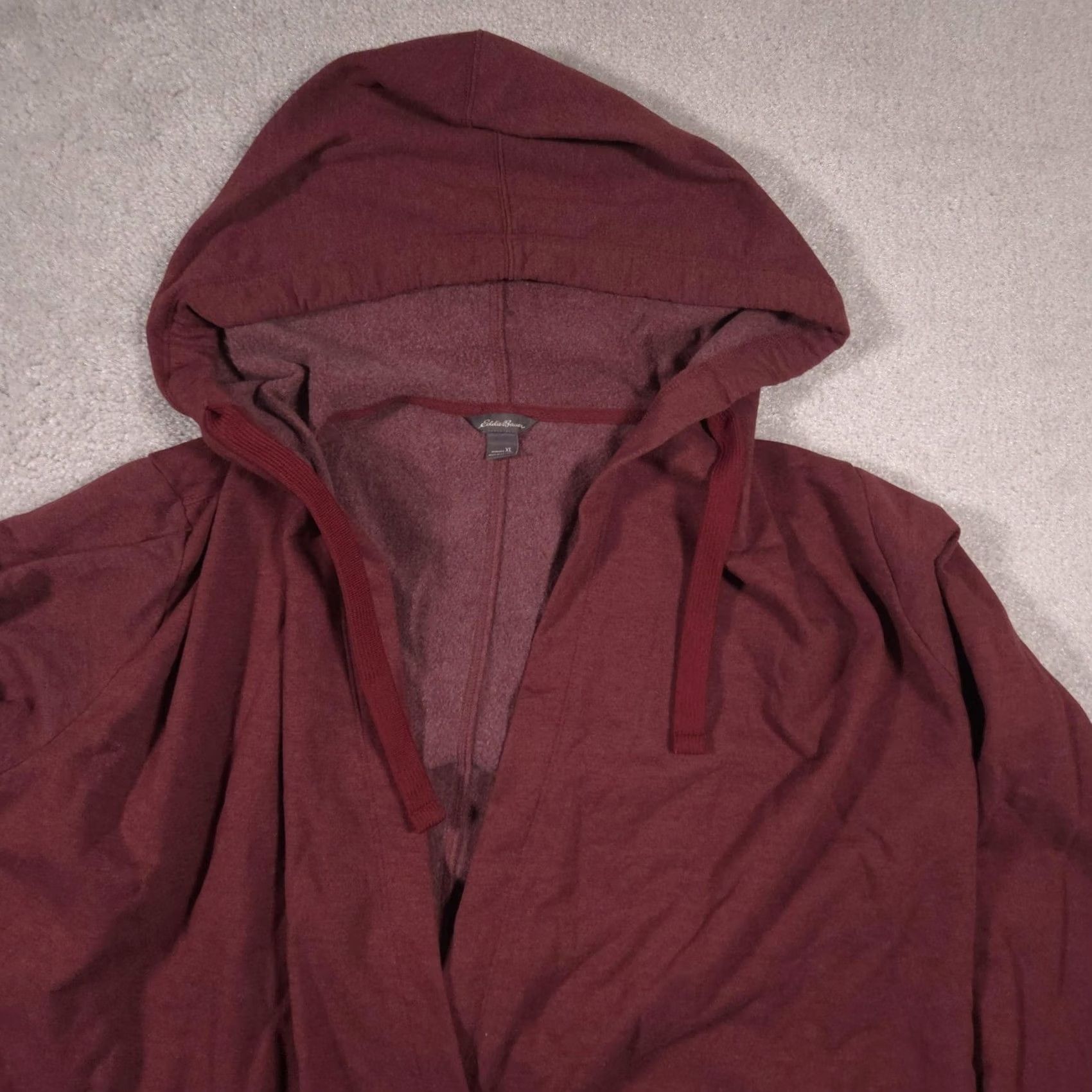 Eddie Bauer Eddie Bauer Womens XL Red Fleece Hooded Open Front Pockets Casual Coatigan Size XL / US 12-14 / IT 48-50 - 3 Thumbnail