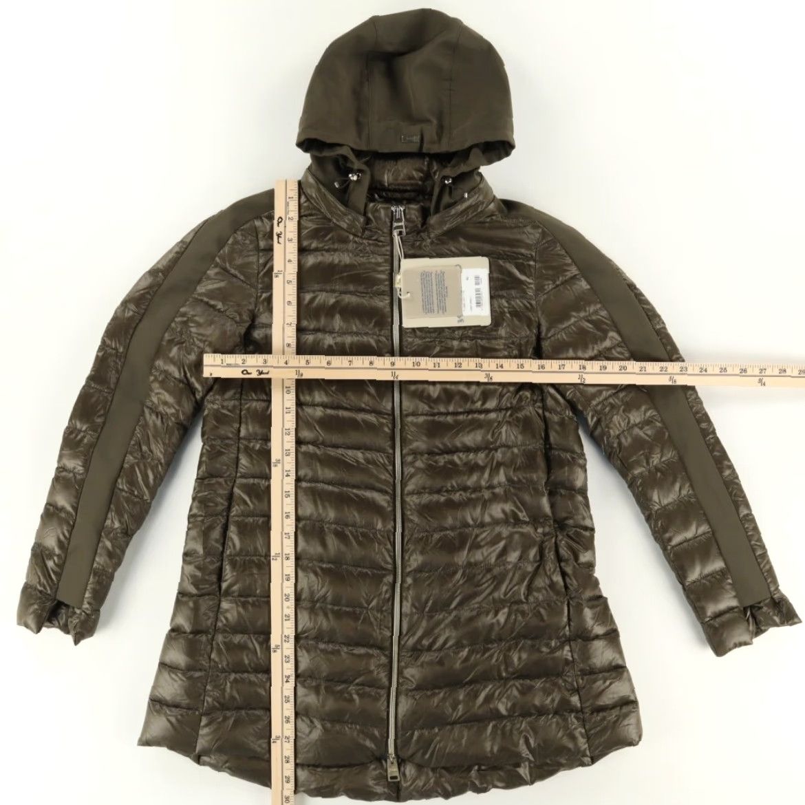 Herno Herno Techno Tafetta A-Line Puffer Olive Green Women's 40 Jacket Stretch Long Sleeve Crew Neck Relaxed Solid Nylon Size S / US 4 / IT 40 - 3 Thumbnail