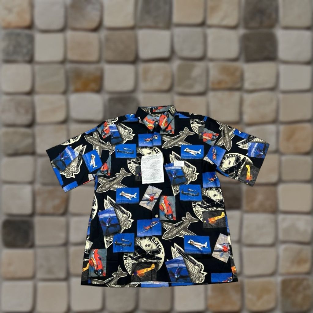 Reyn Spooner Reyn Spooner Shirt Mens Medium Black Blue Beige Airplane Cotton New Size US M / EU 48-50 / 2 - 1 Thumbnail