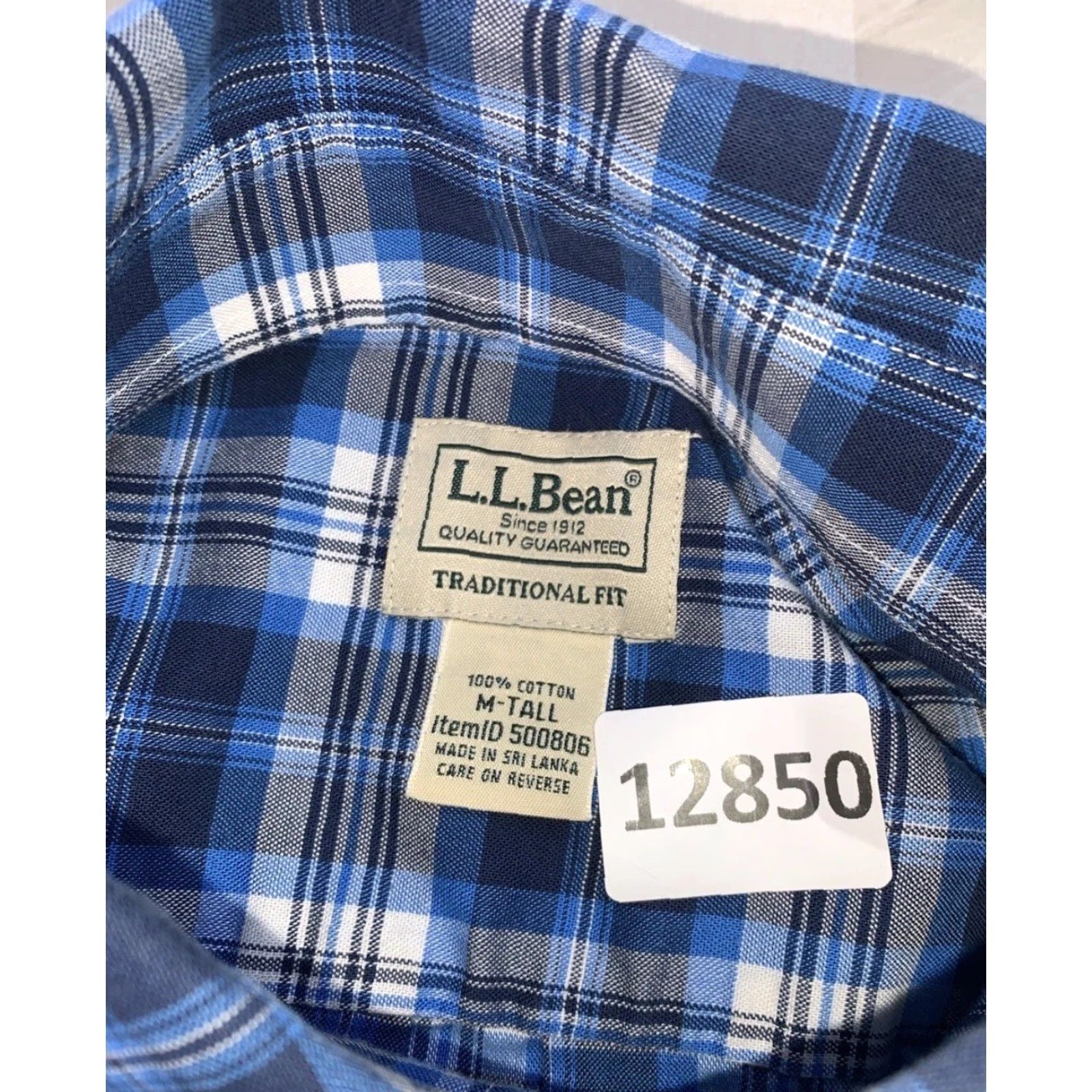 Vintage VINTAGE L.L. Bean Traditional Fit Blue Plaid Cotton Button-Down Shirt Mens Medium Tall Regular Knit? Size US M / EU 48-50 / 2 - 4 Thumbnail