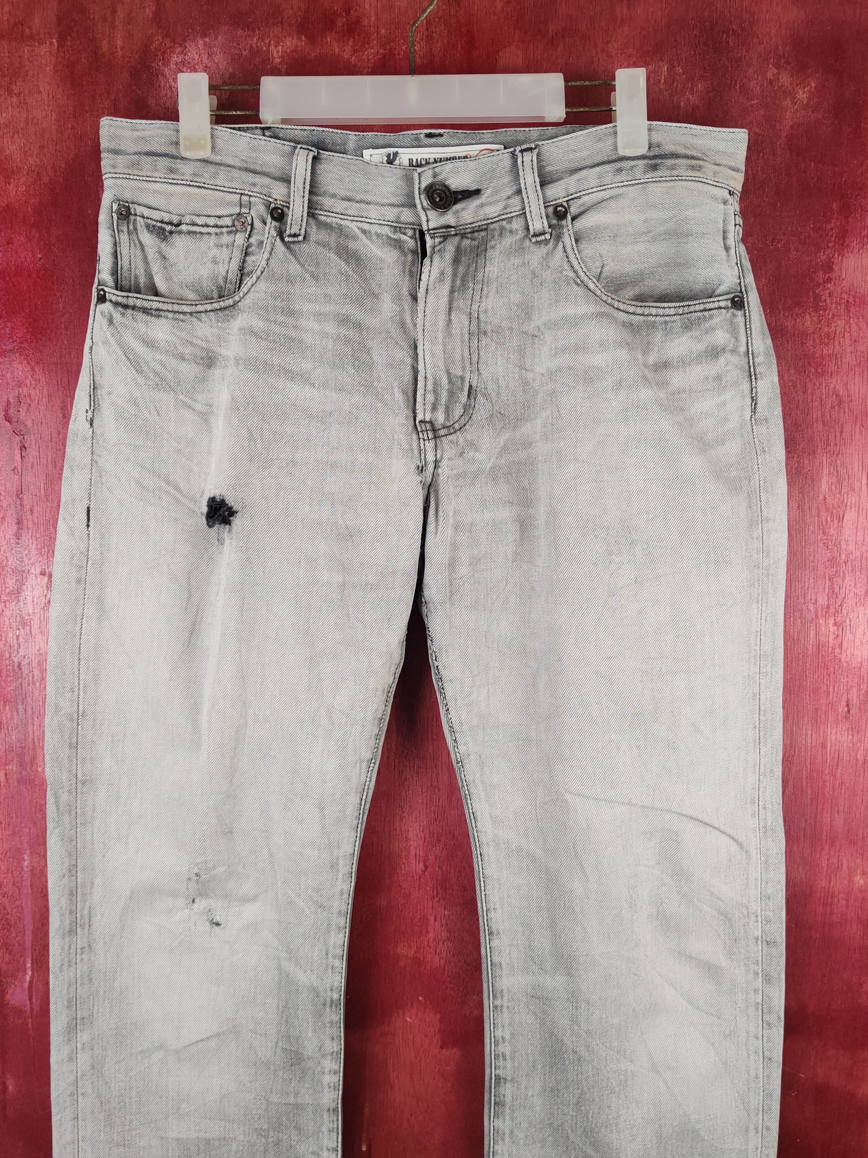 Japanese Brand Back Number Black White Faded Distressed Ripped Jeans #S2359 Size US 32 / EU 48 - 2 Thumbnail